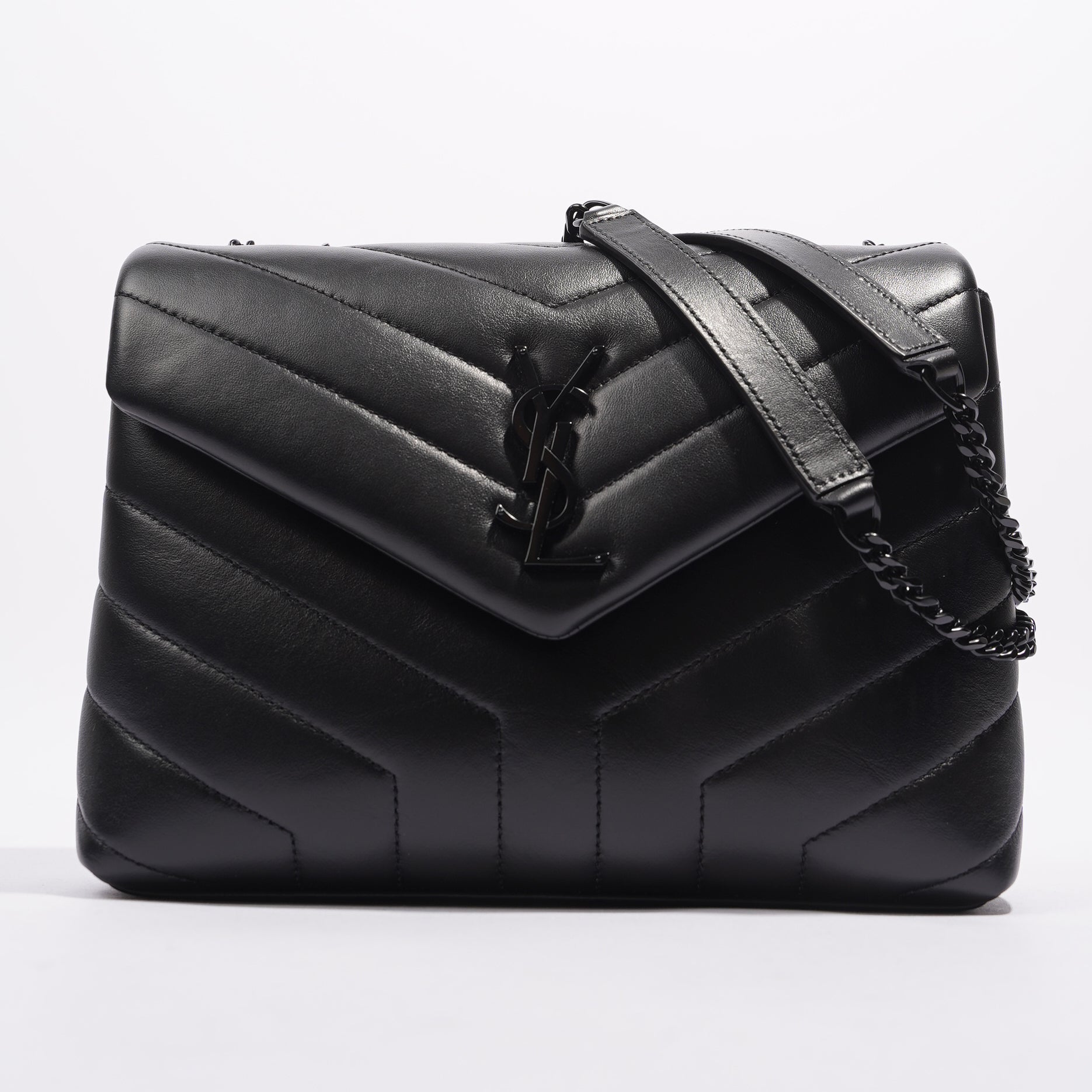 Saint Laurent LouLou Black Calfskin Leather Small
