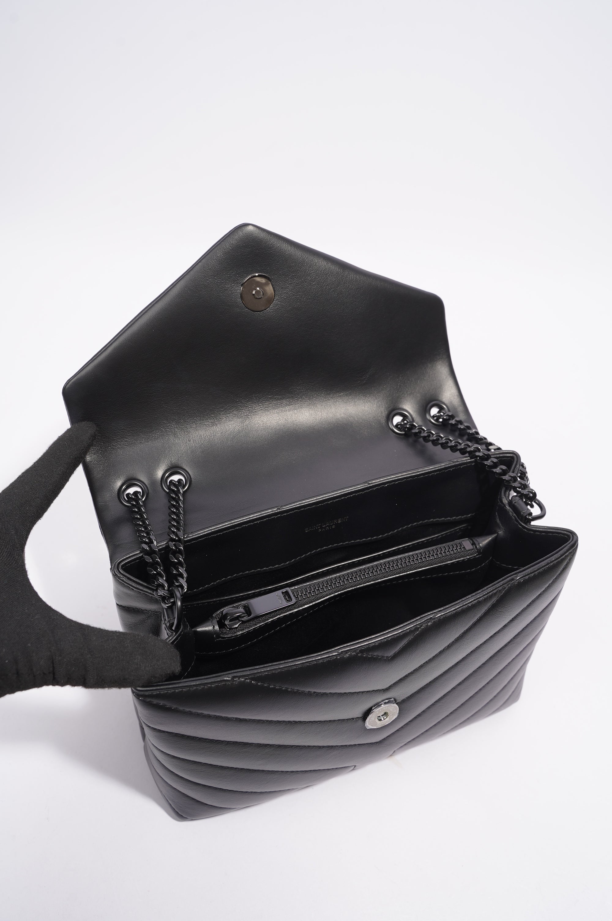 Saint Laurent LouLou Black Calfskin Leather Small