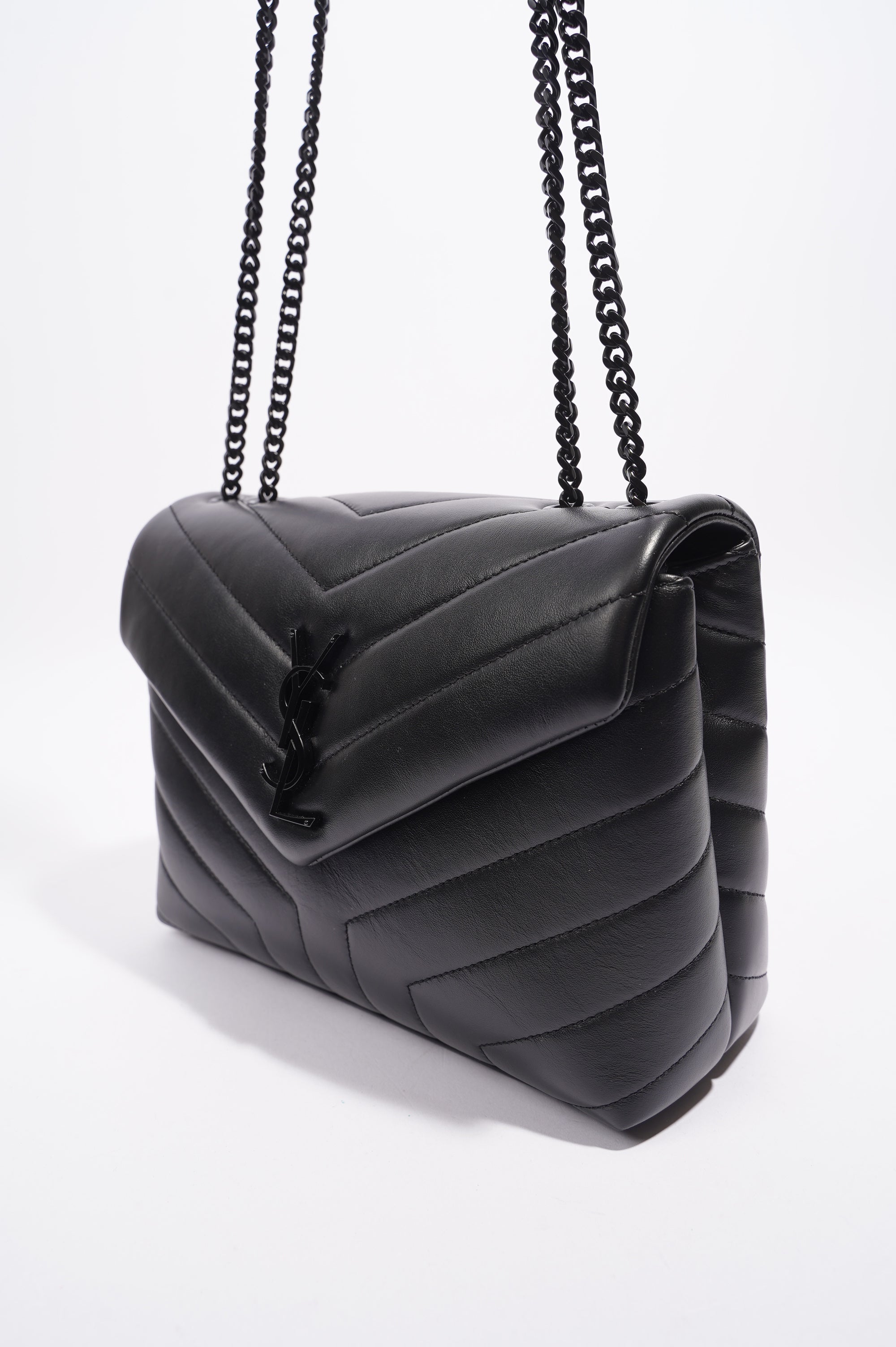 Saint Laurent LouLou Black Calfskin Leather Small