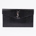 Saint Laurent Uptown Clutch Black Embossed Leather