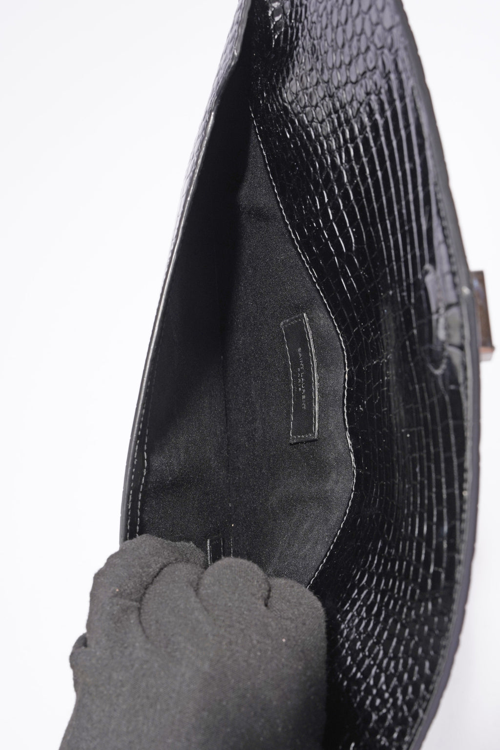 Saint Laurent Uptown Clutch Black Embossed Leather
