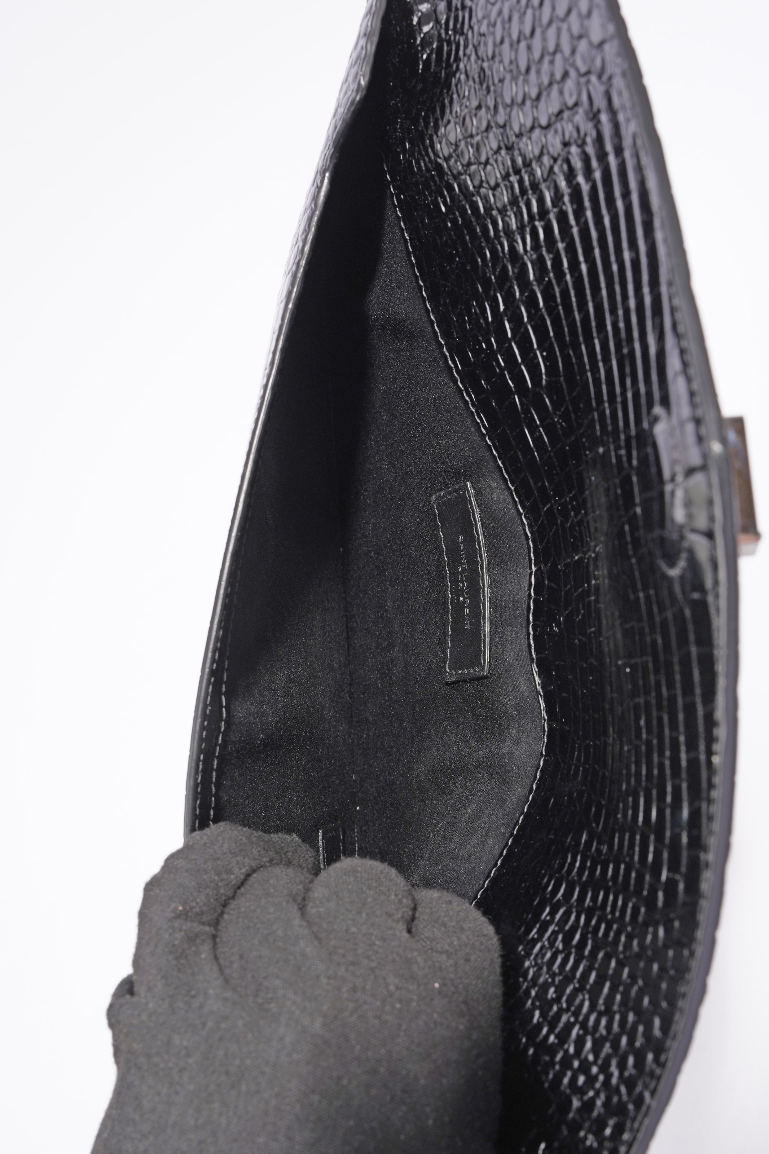 Saint Laurent Uptown Clutch Black Embossed Leather