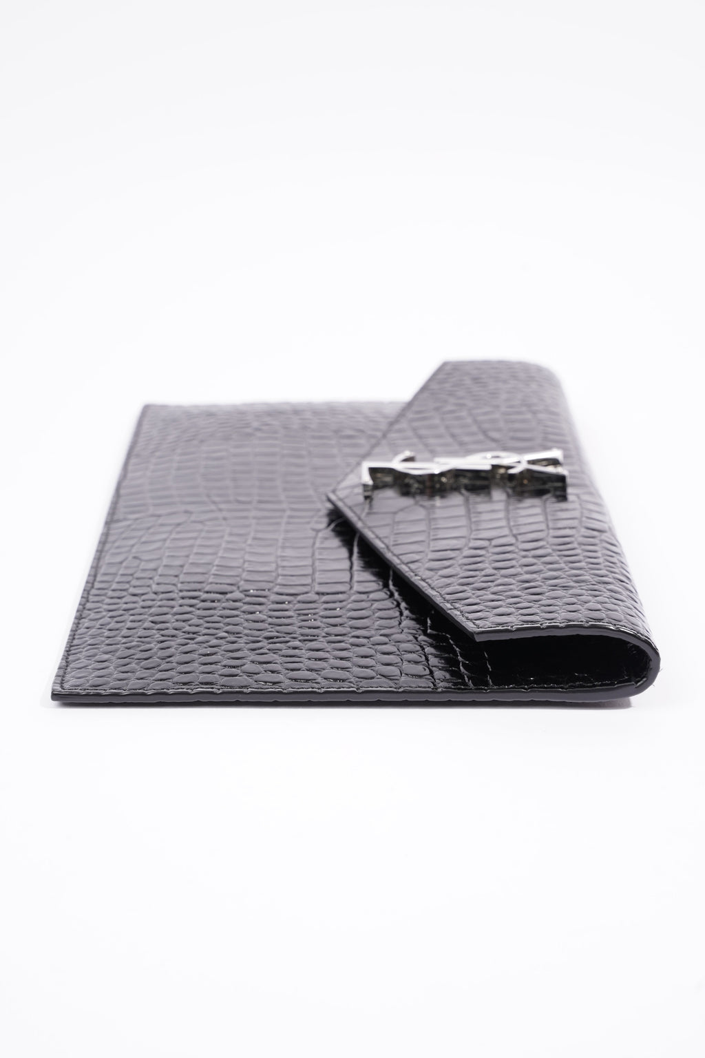 Saint Laurent Uptown Clutch Black Embossed Leather