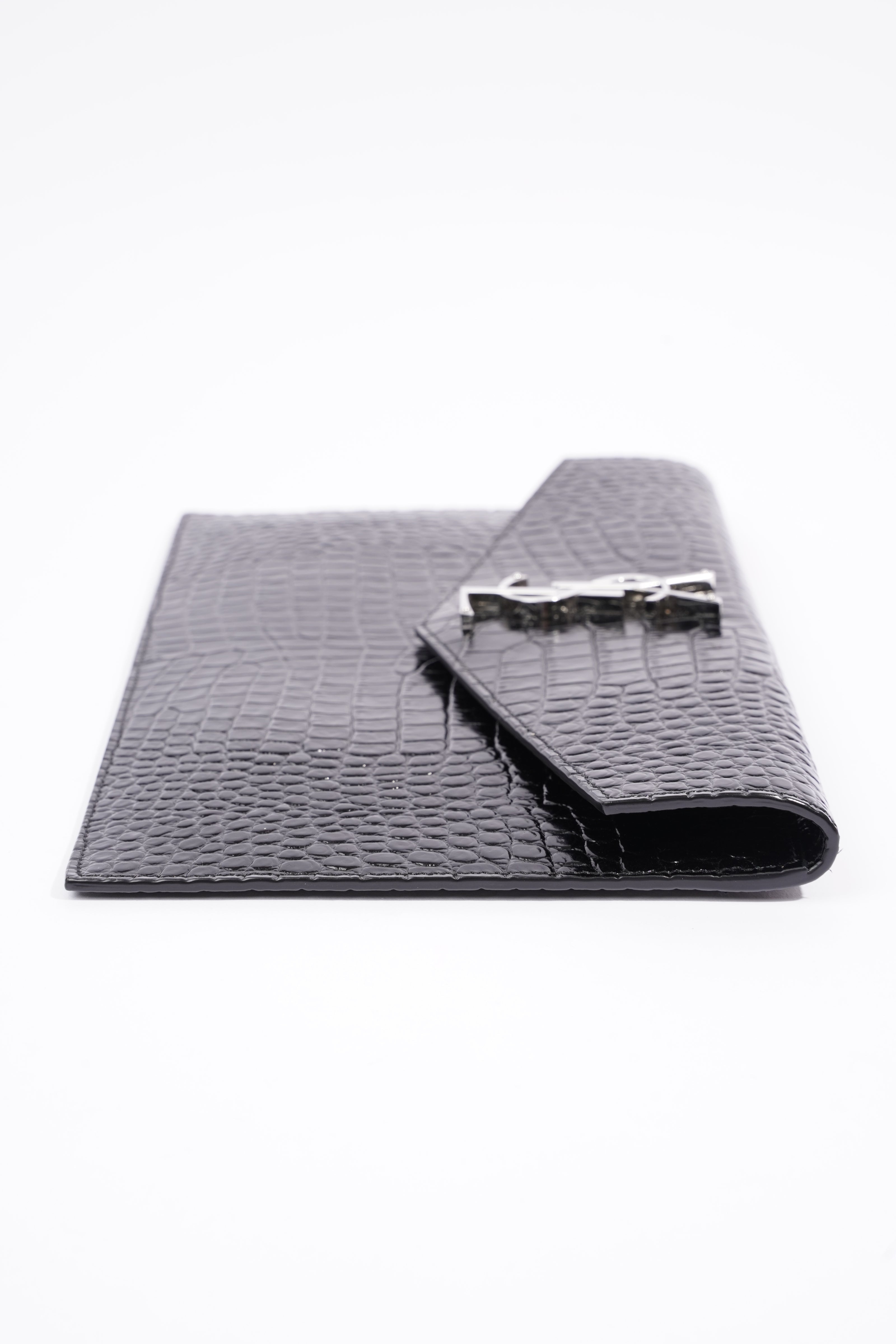 Saint Laurent Uptown Clutch Black Embossed Leather