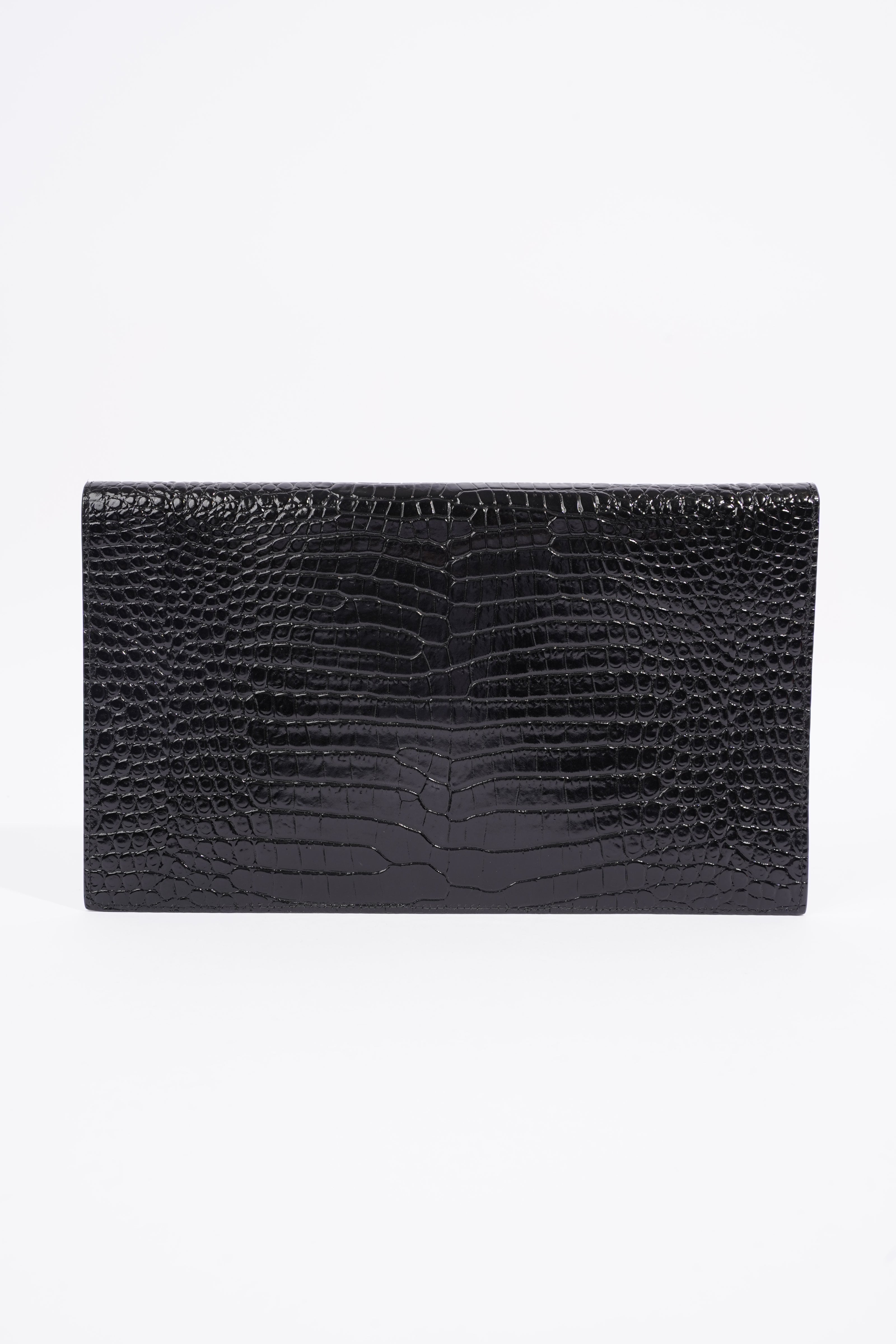 Saint Laurent Uptown Clutch Black Embossed Leather