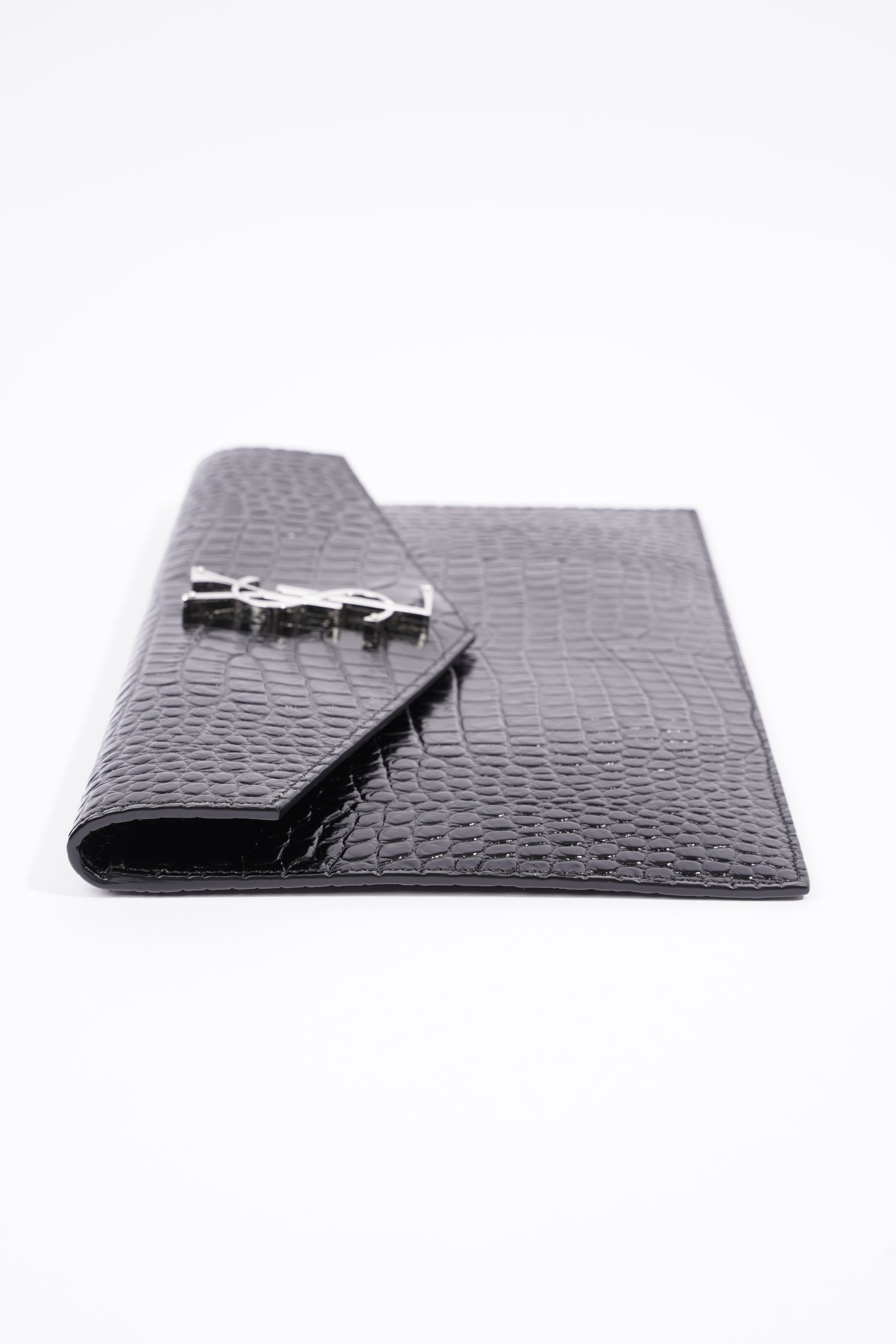 Saint Laurent Uptown Clutch Black Embossed Leather