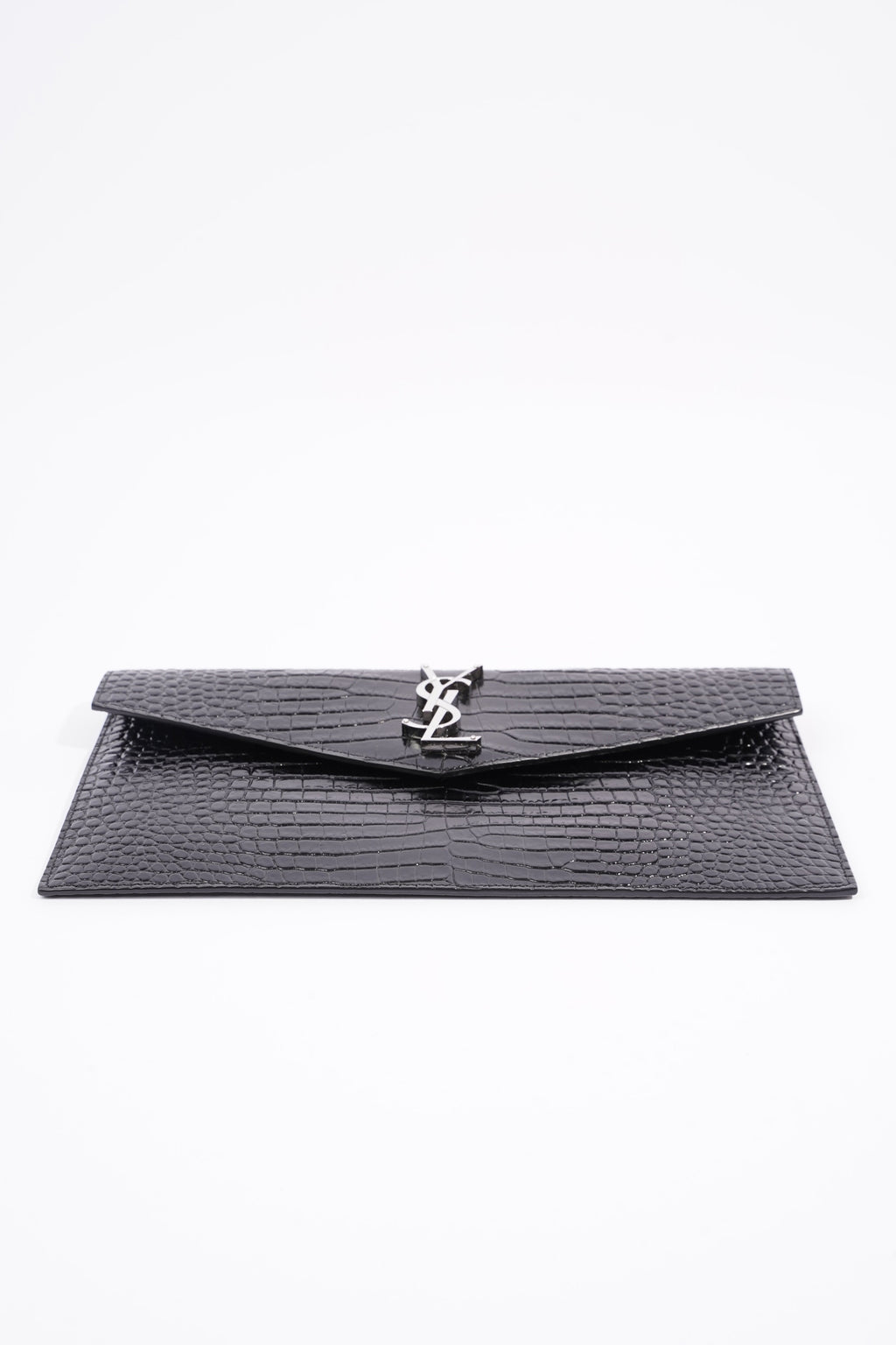 Saint Laurent Uptown Clutch Black Embossed Leather