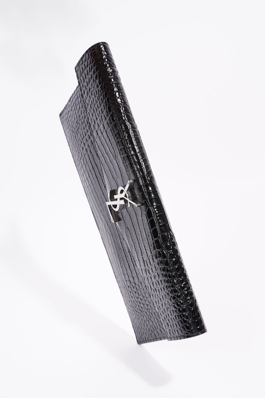 Saint Laurent Uptown Clutch Black Embossed Leather
