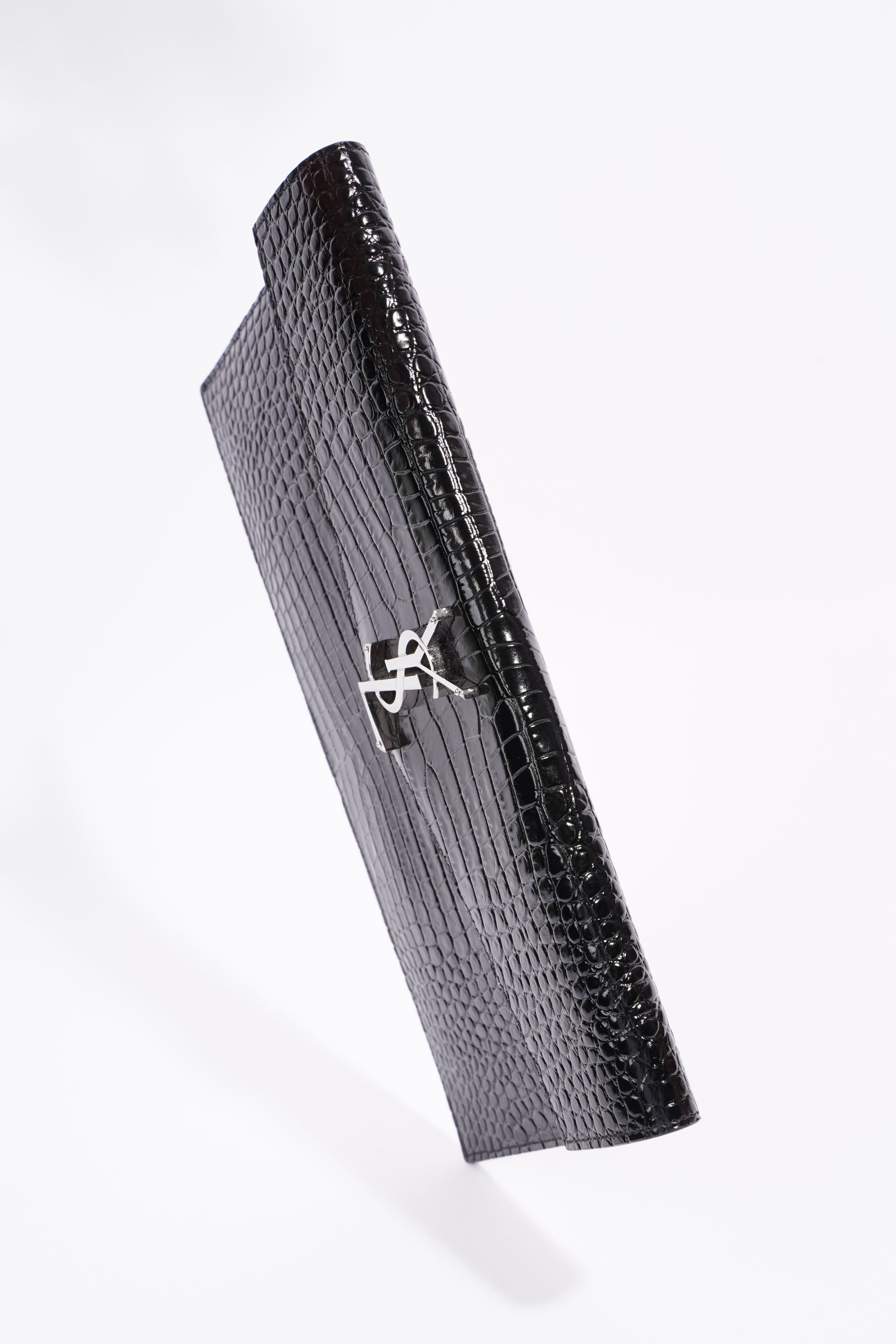 Saint Laurent Uptown Clutch Black Embossed Leather