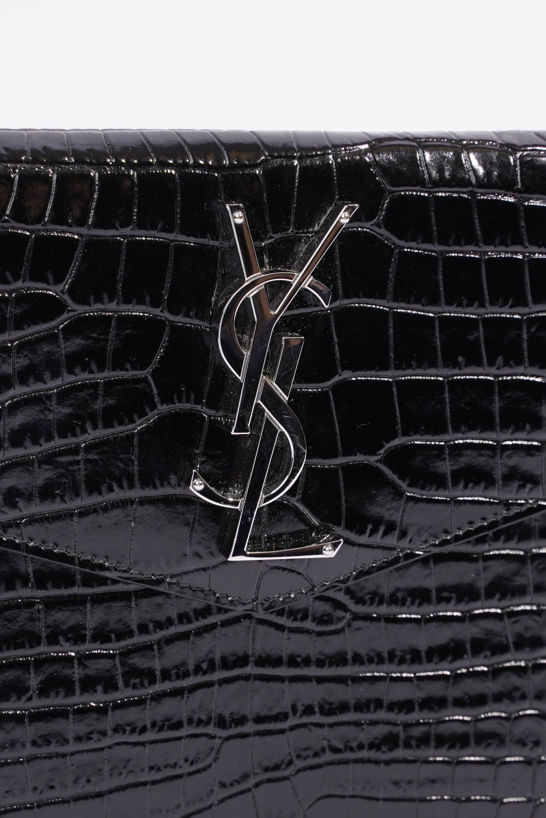 Saint Laurent Uptown Clutch Black Embossed Leather