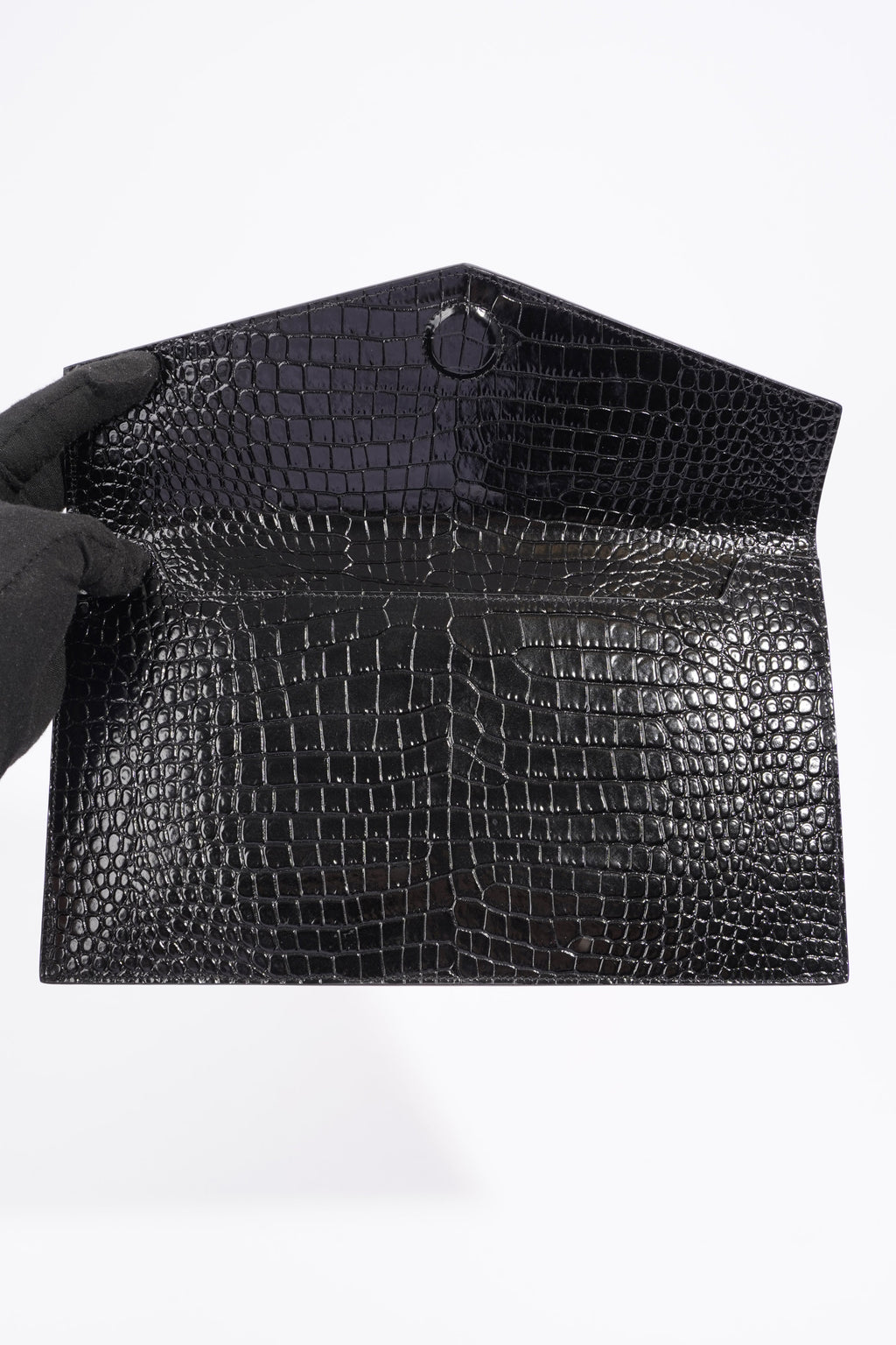 Saint Laurent Uptown Clutch Black Embossed Leather