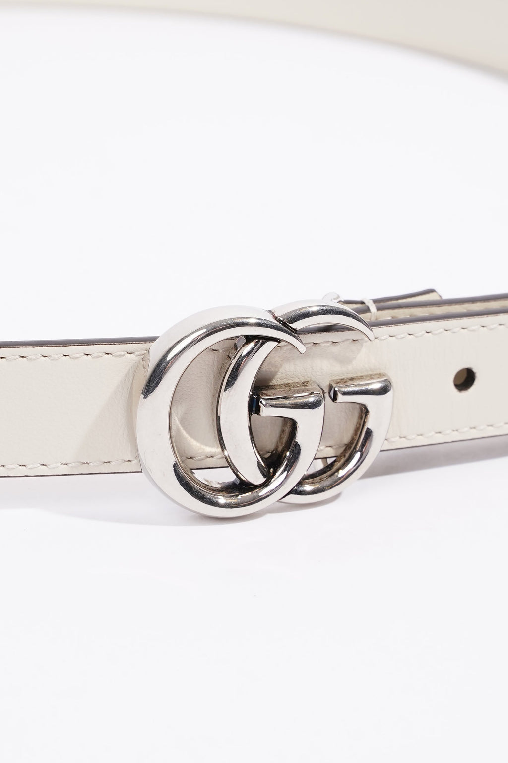 Gucci Marmont Belt White Leather 95cm