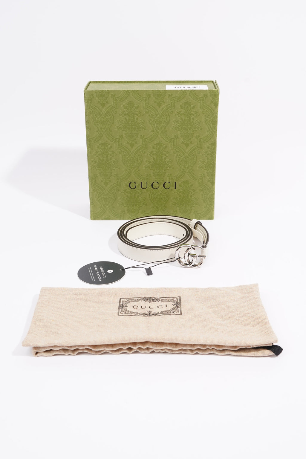 Gucci Marmont Belt White Leather 95cm