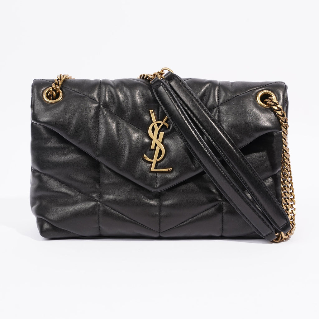Saint Laurent Lou Lou Puffer Black Calfskin Leather Small