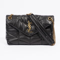 Saint Laurent Lou Lou Puffer Black Calfskin Leather Small