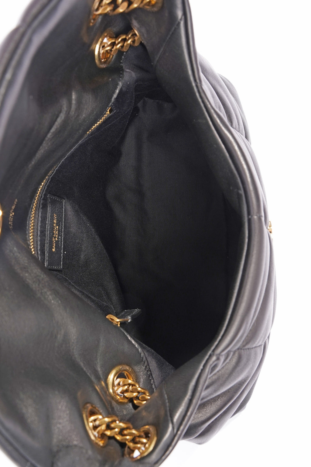 Saint Laurent Lou Lou Puffer Black Calfskin Leather Small