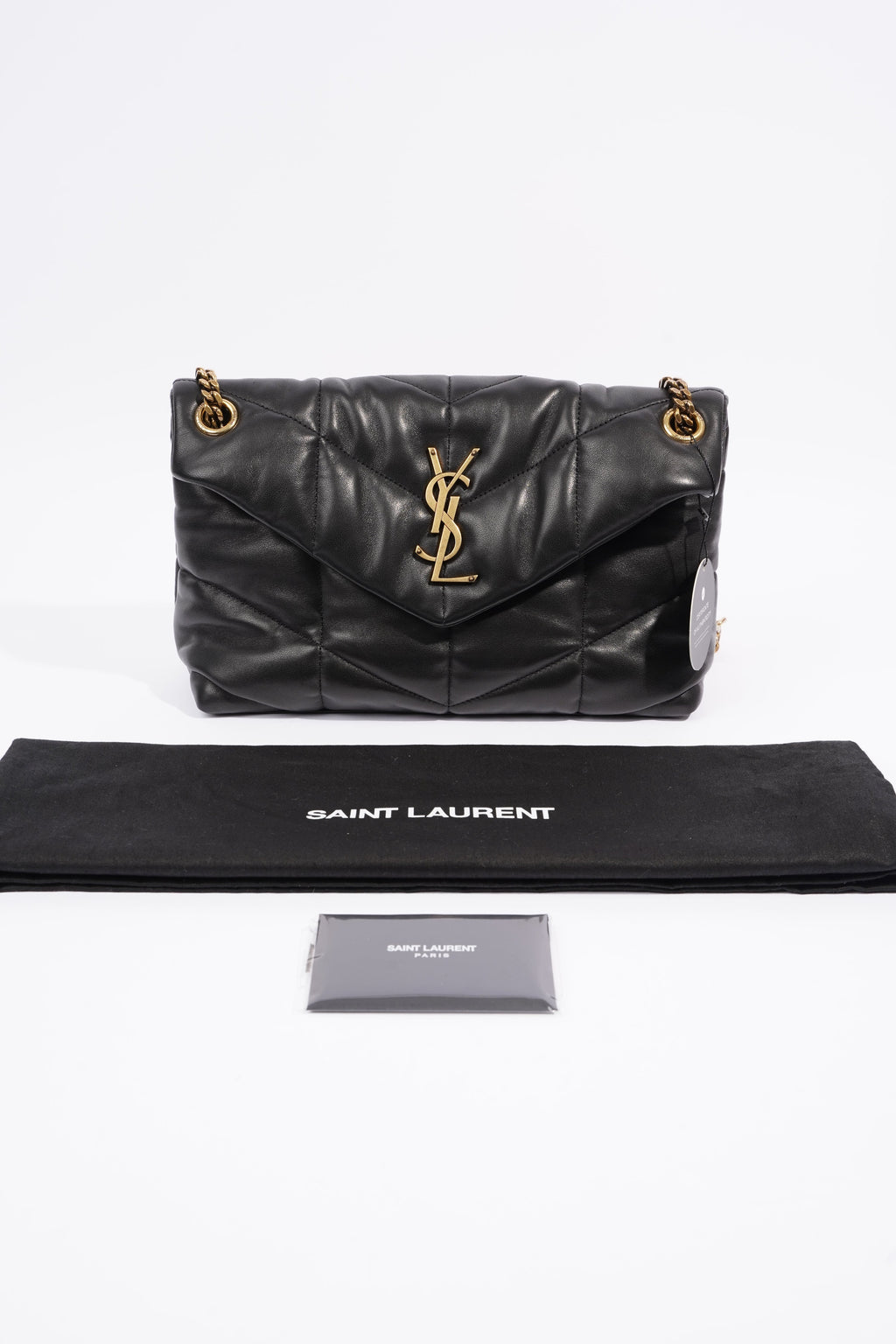 Saint Laurent Lou Lou Puffer Black Calfskin Leather Small