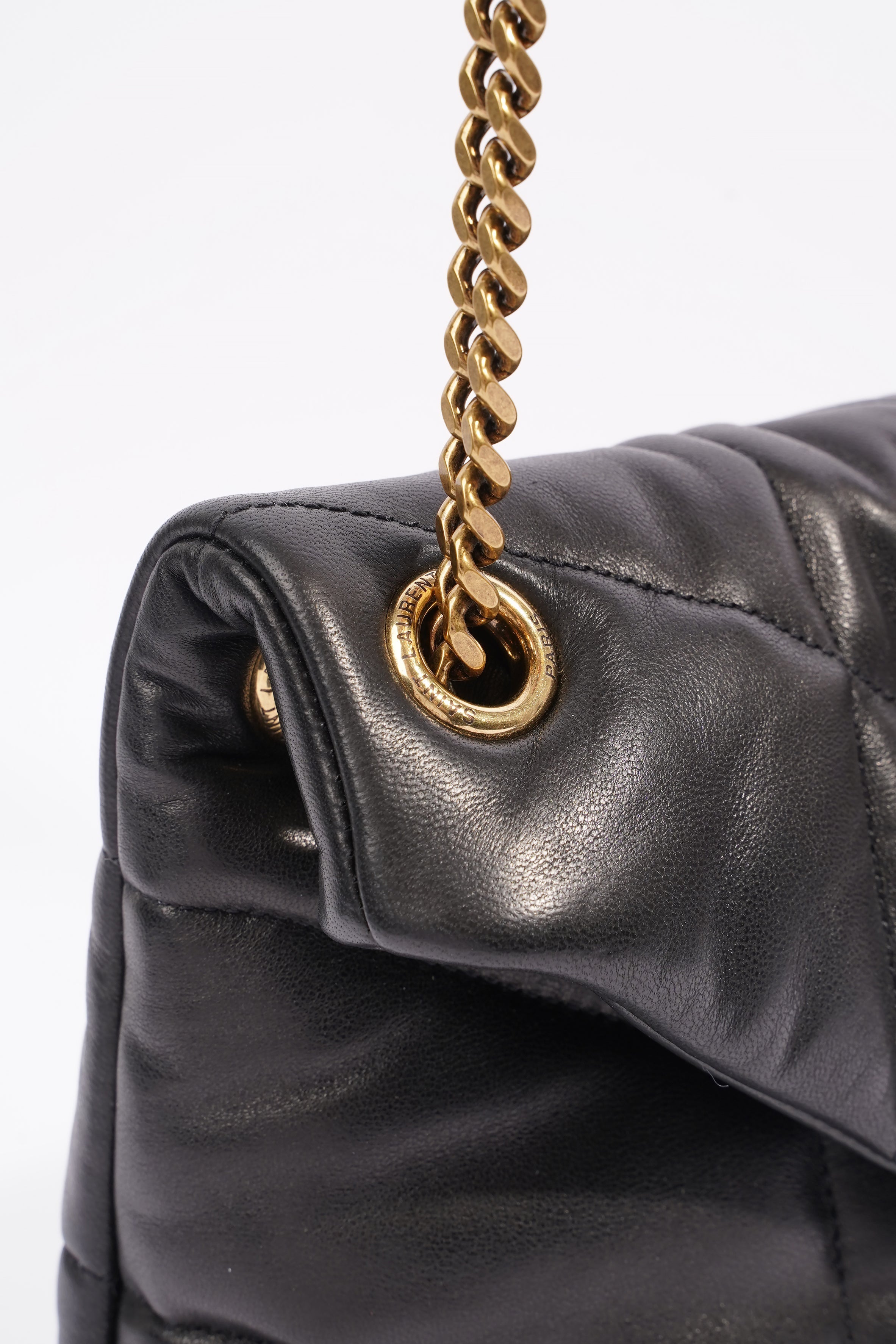 Saint Laurent Lou Lou Puffer Black Calfskin Leather Small