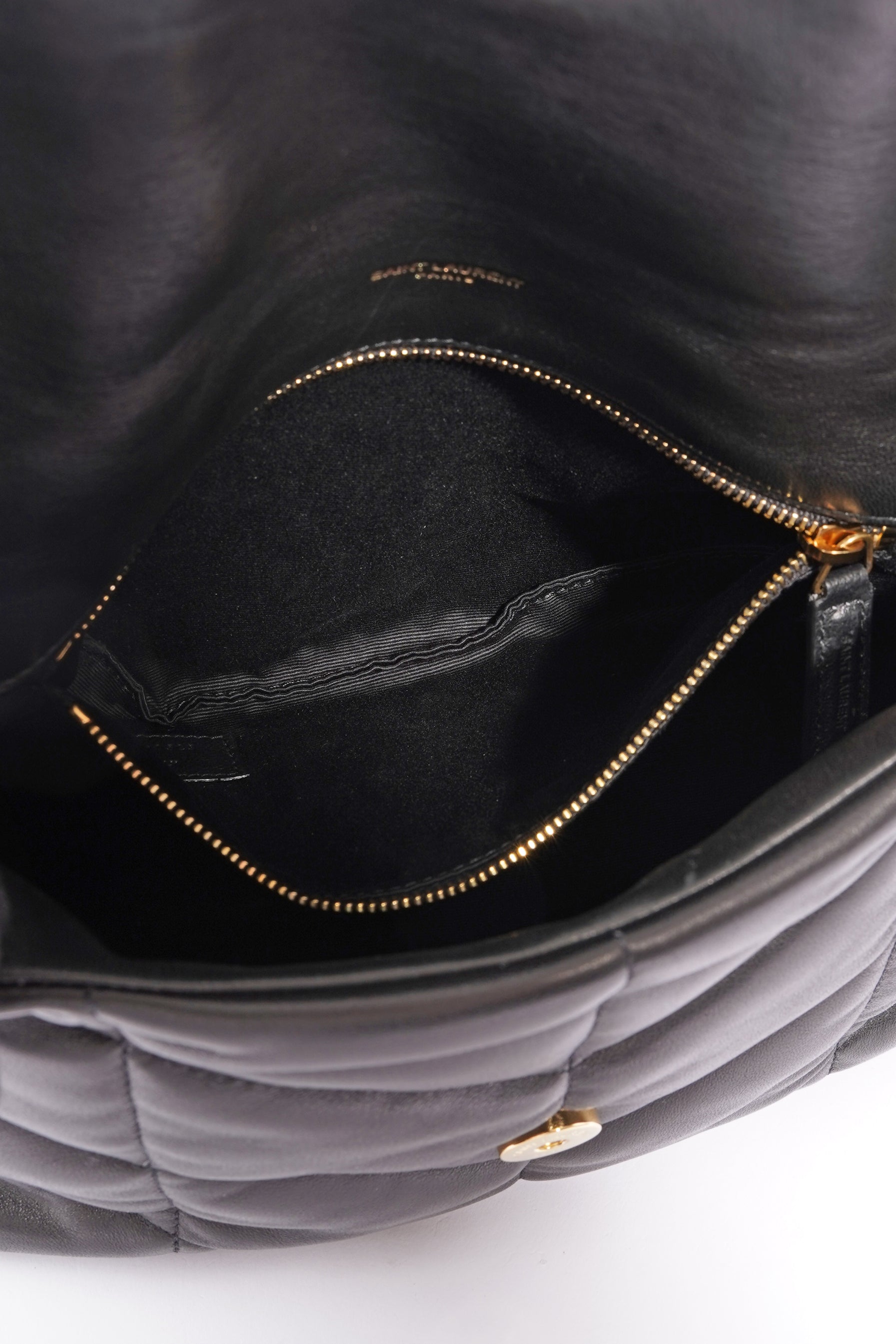 Saint Laurent Lou Lou Puffer Black Calfskin Leather Small