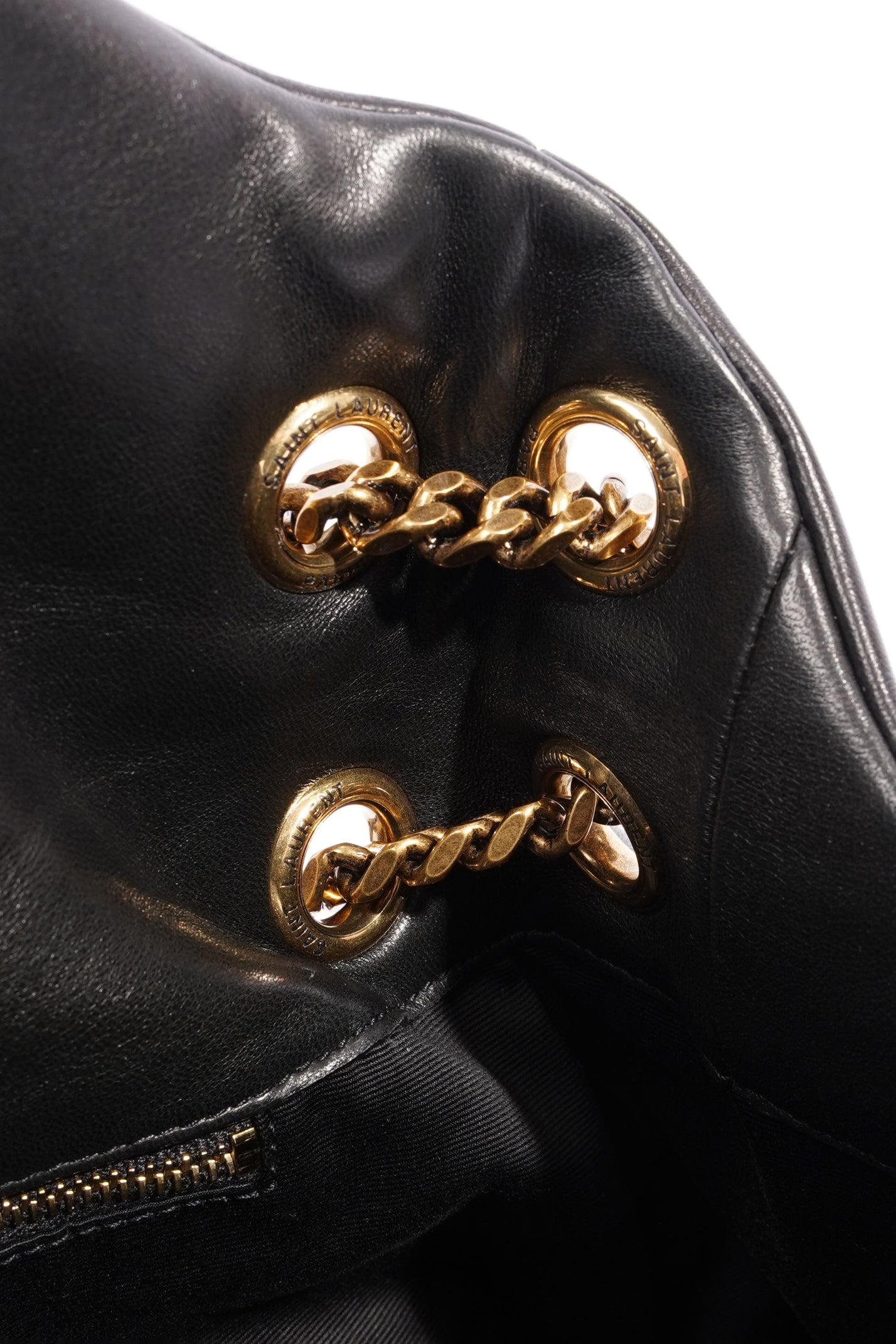 Saint Laurent Lou Lou Puffer Black Calfskin Leather Small