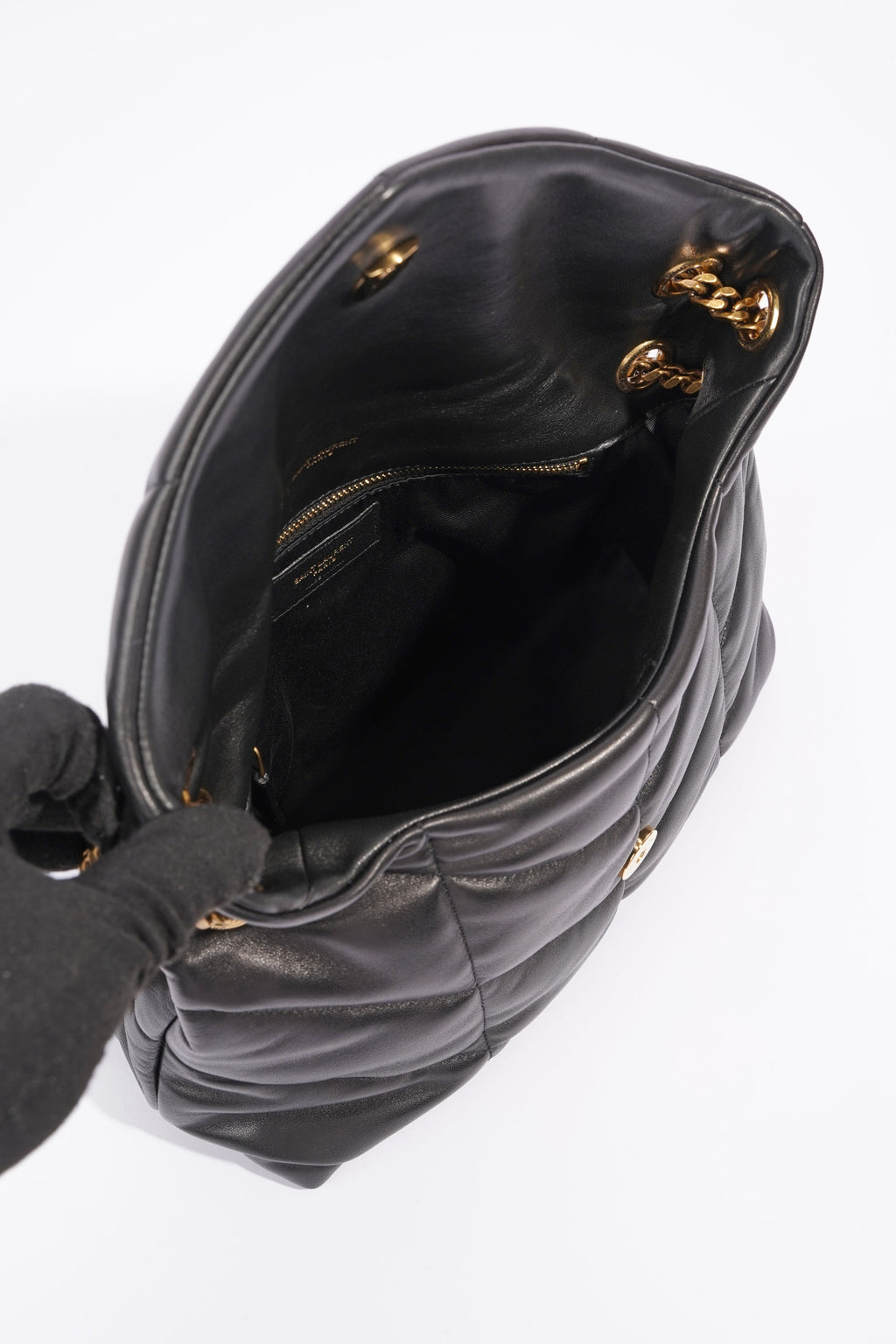 Saint Laurent Lou Lou Puffer Black Calfskin Leather Small