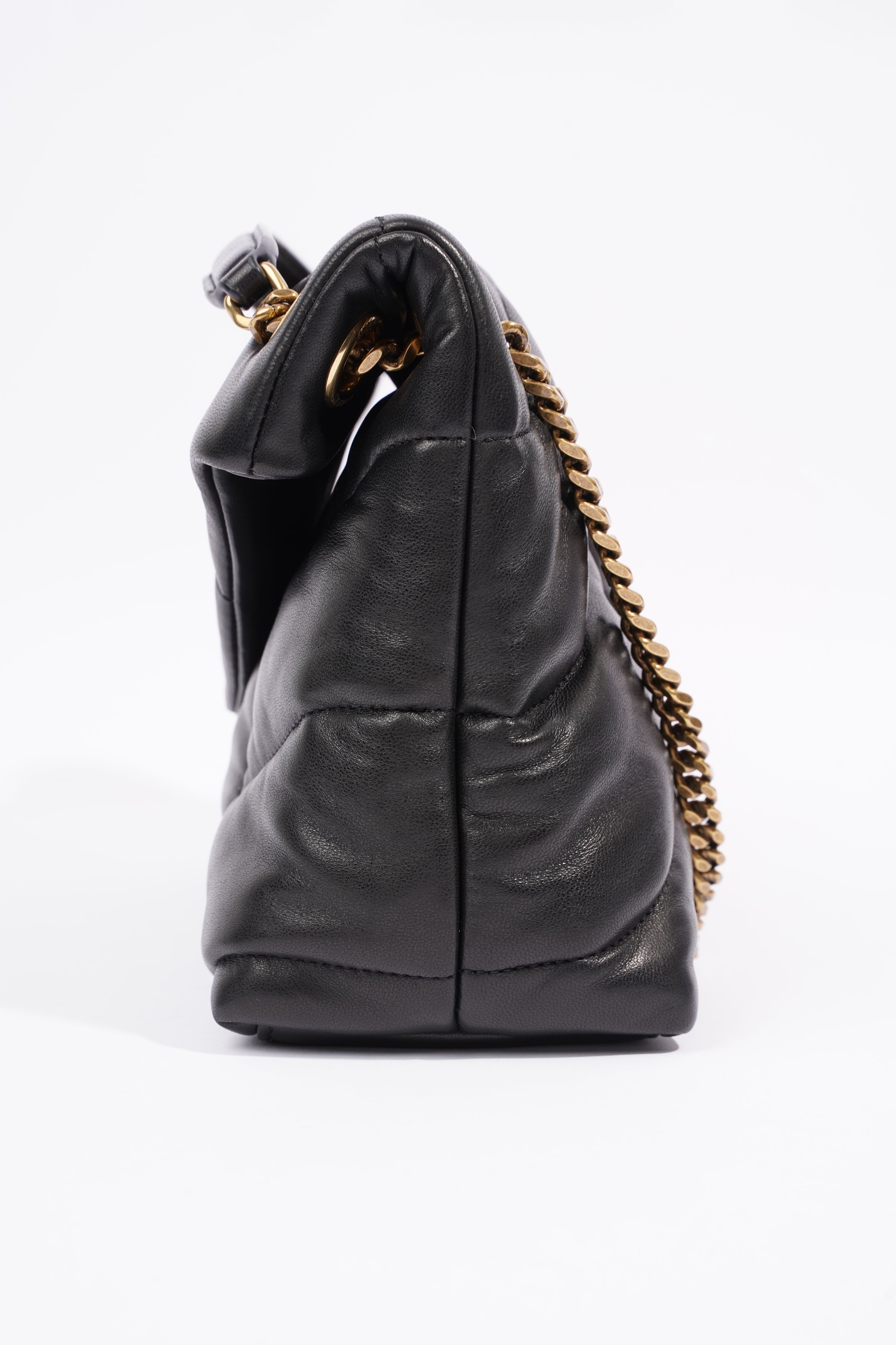 Saint Laurent Lou Lou Puffer Black Calfskin Leather Small
