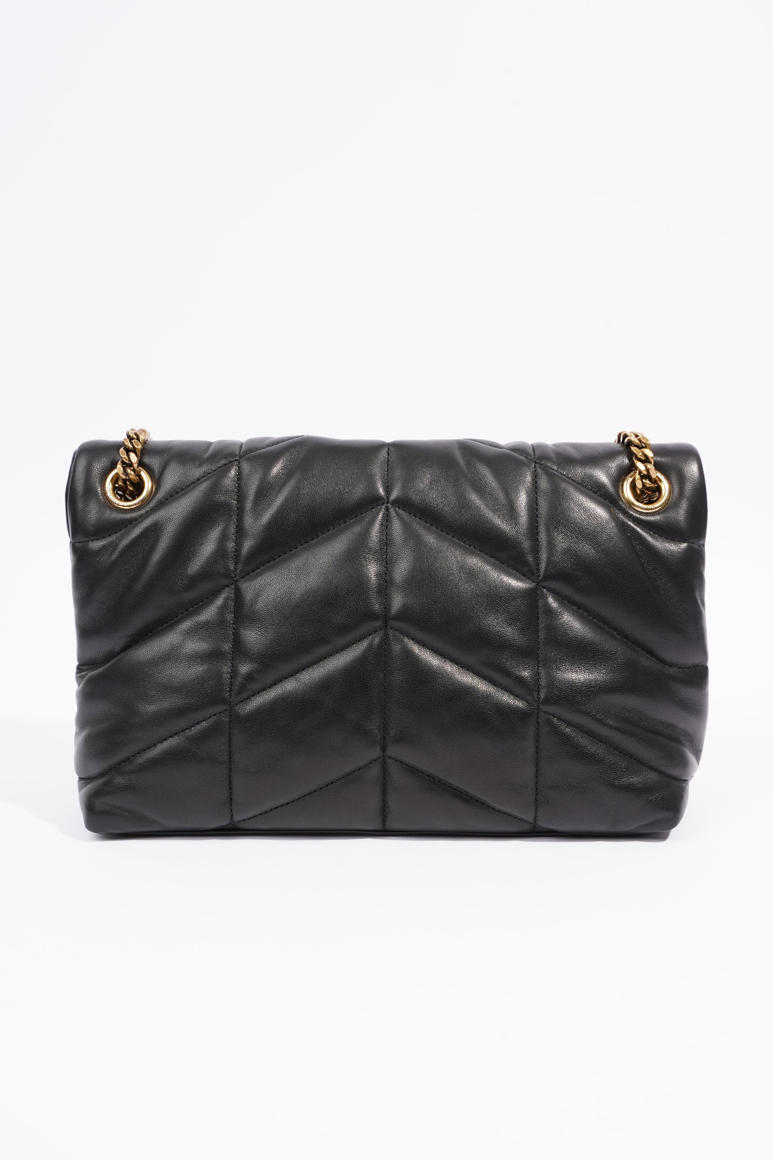 Saint Laurent Lou Lou Puffer Black Calfskin Leather Small