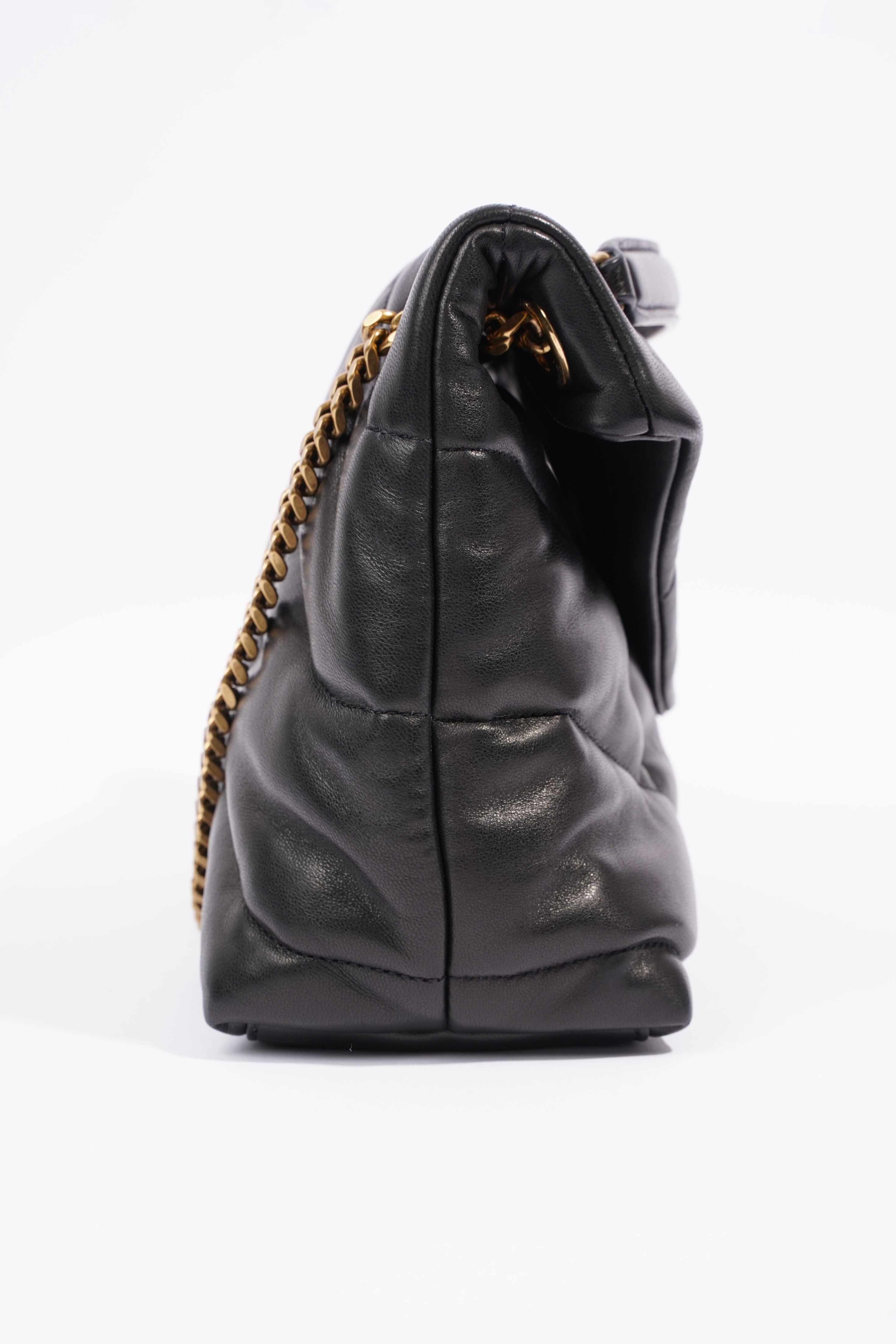 Saint Laurent Lou Lou Puffer Black Calfskin Leather Small