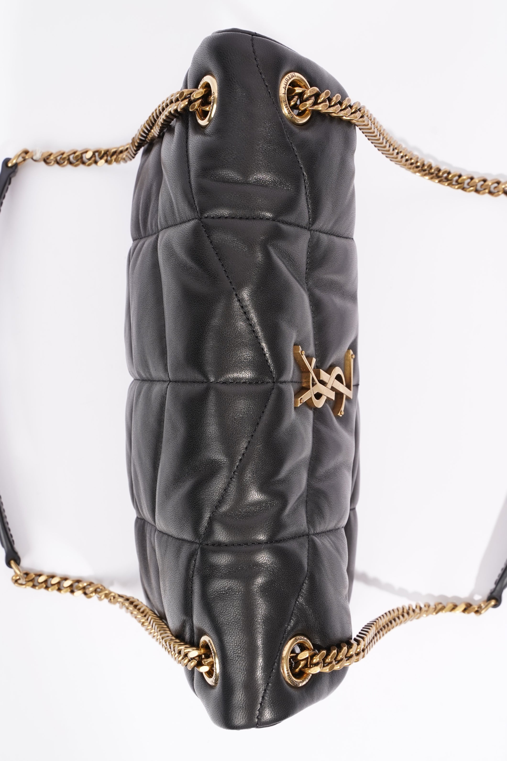 Saint Laurent Lou Lou Puffer Black Calfskin Leather Small