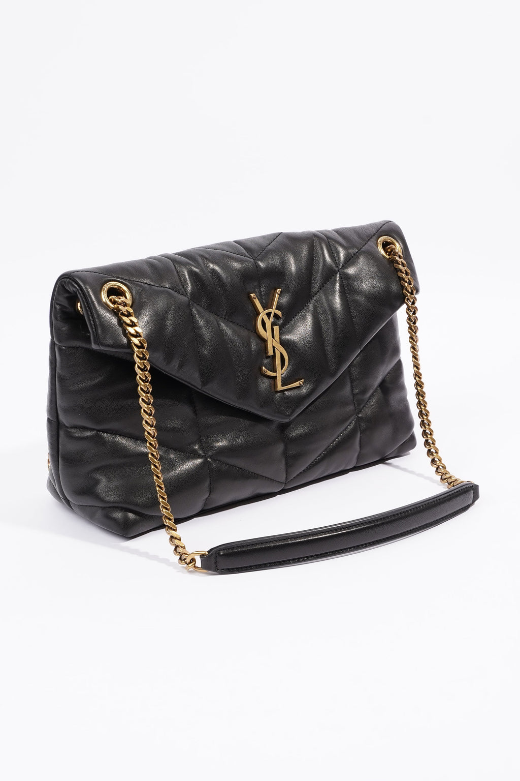 Saint Laurent Lou Lou Puffer Black Calfskin Leather Small