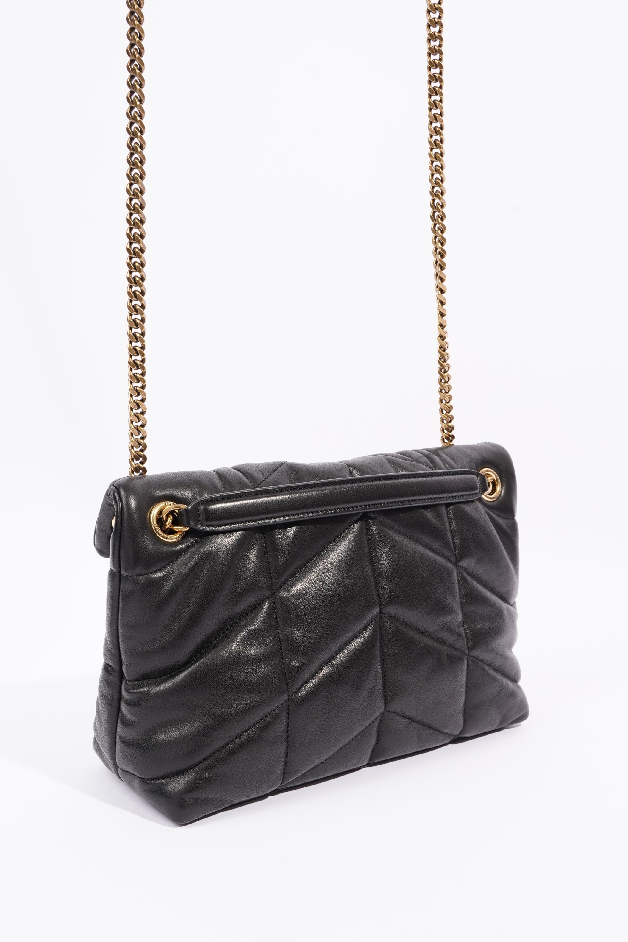Saint Laurent Lou Lou Puffer Black Calfskin Leather Small
