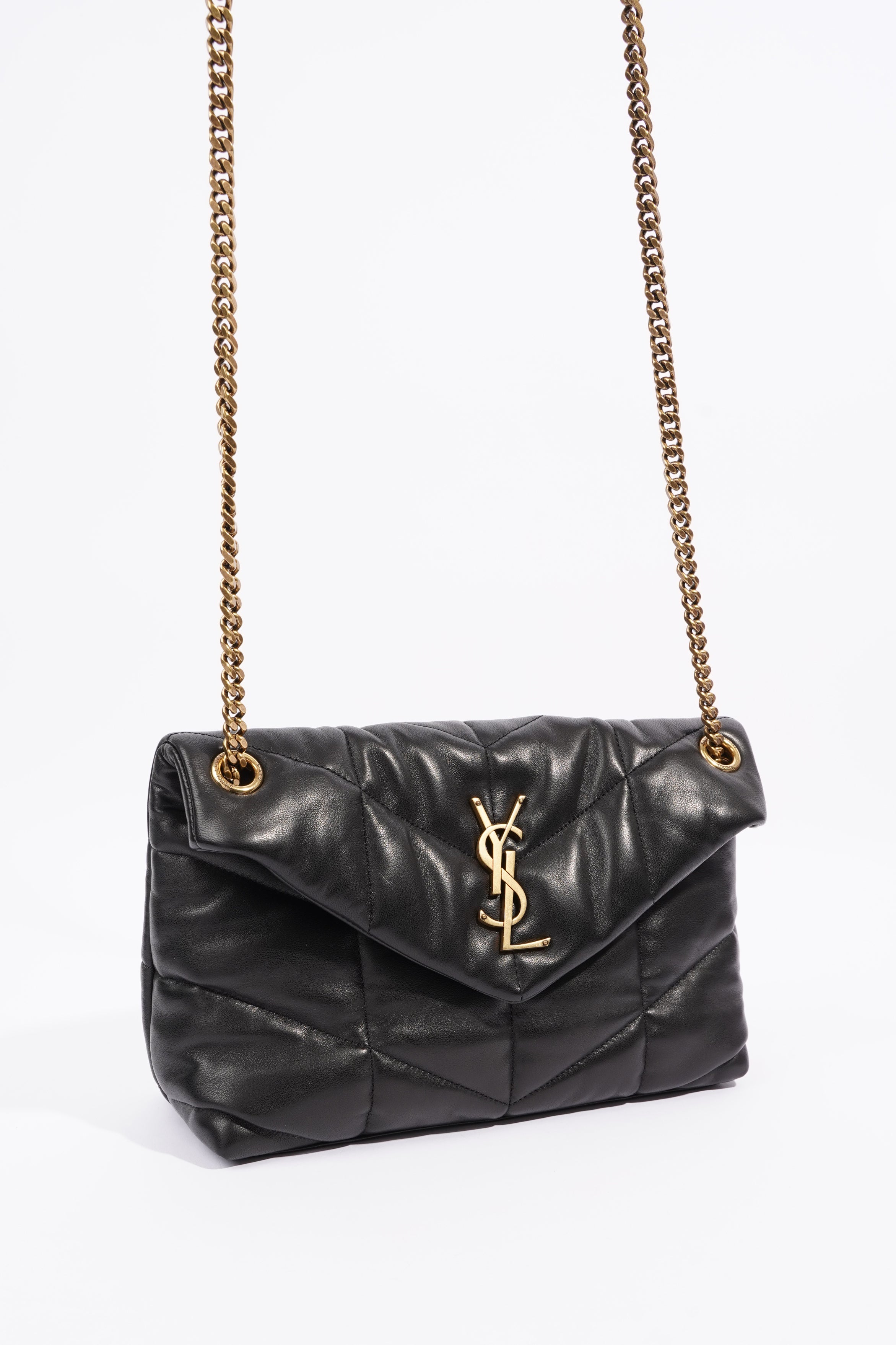 Saint Laurent Lou Lou Puffer Black Calfskin Leather Small