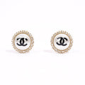 Chanel CC Pearl Earrings Silver Base Metal