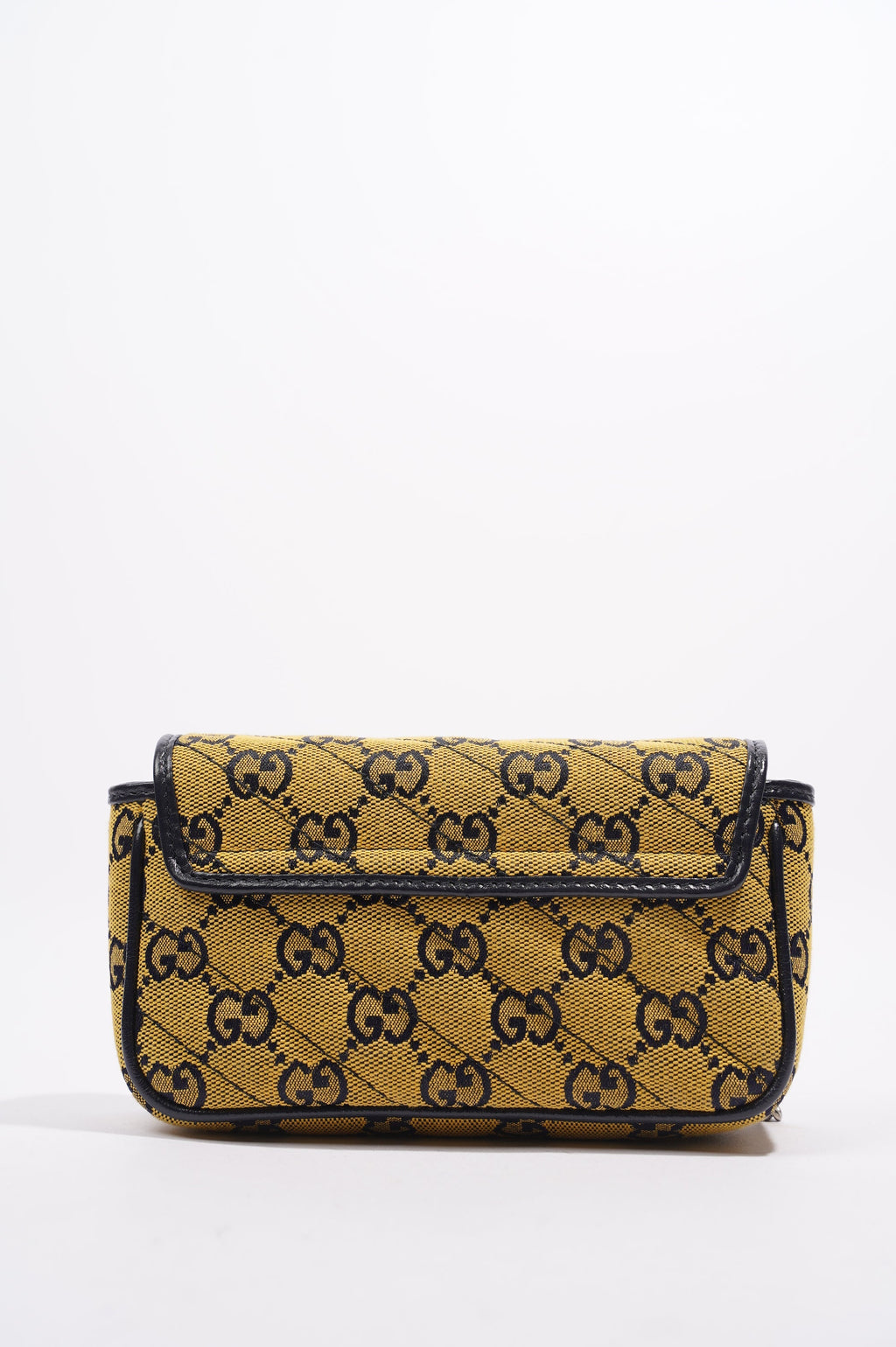Gucci GG Marmont Flap Bag Yellow / Navy Canvas Super Mini