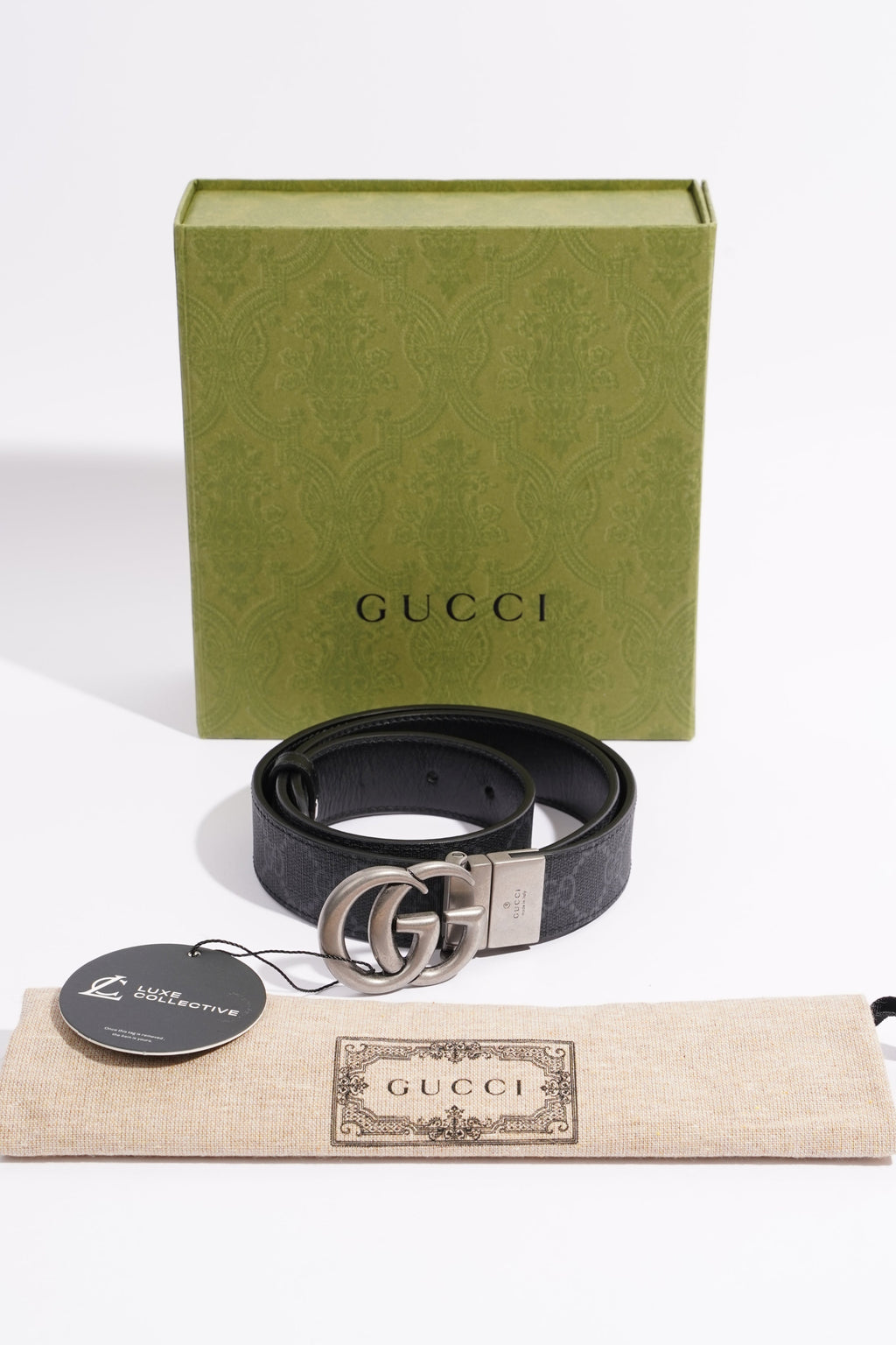 Gucci GG Marmont Reversible Belt Black GG Supreme Canvas 85cm 34"