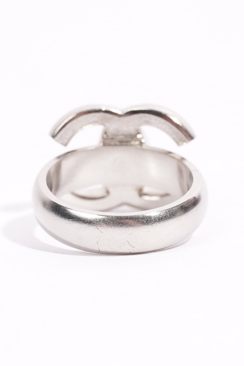 Chanel Crystal Ring Silver Base Metal 52