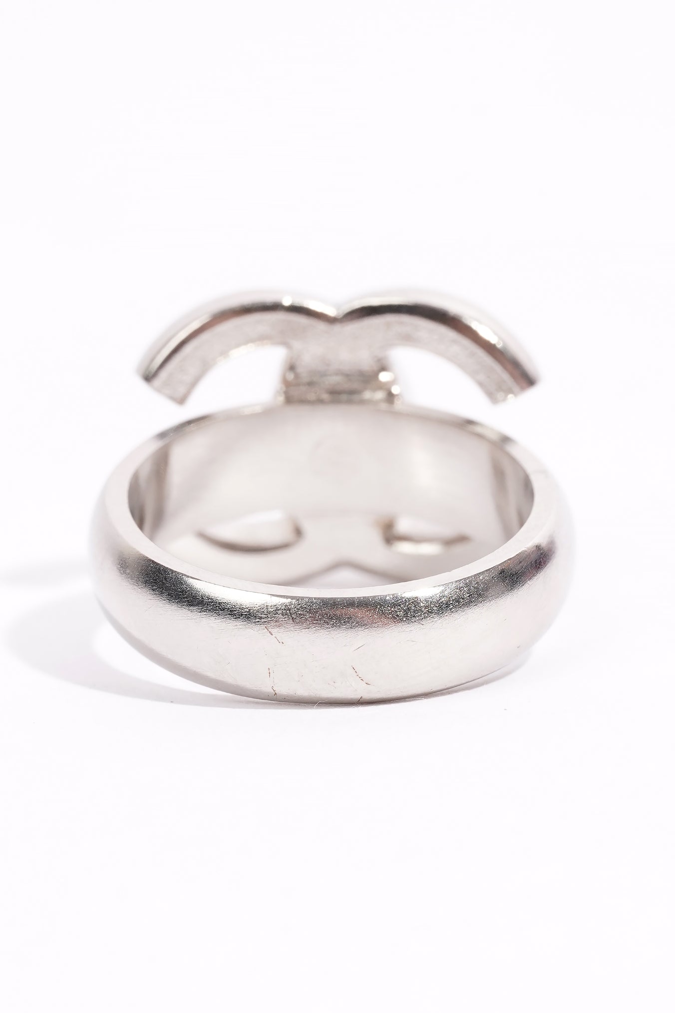 Chanel Crystal Ring Silver Base Metal 52
