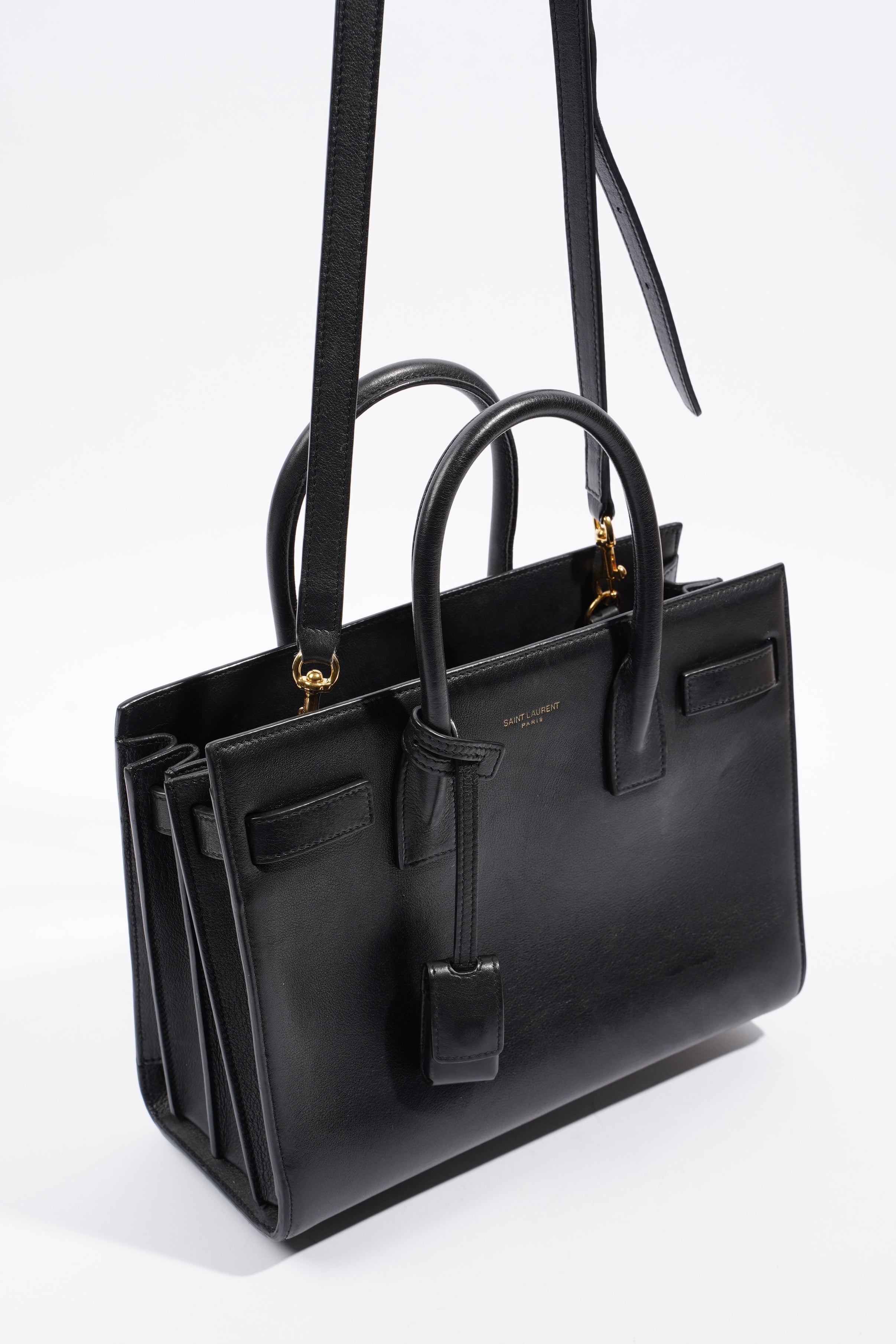 Saint Laurent Sac De Jour Black Calfskin Leather Baby