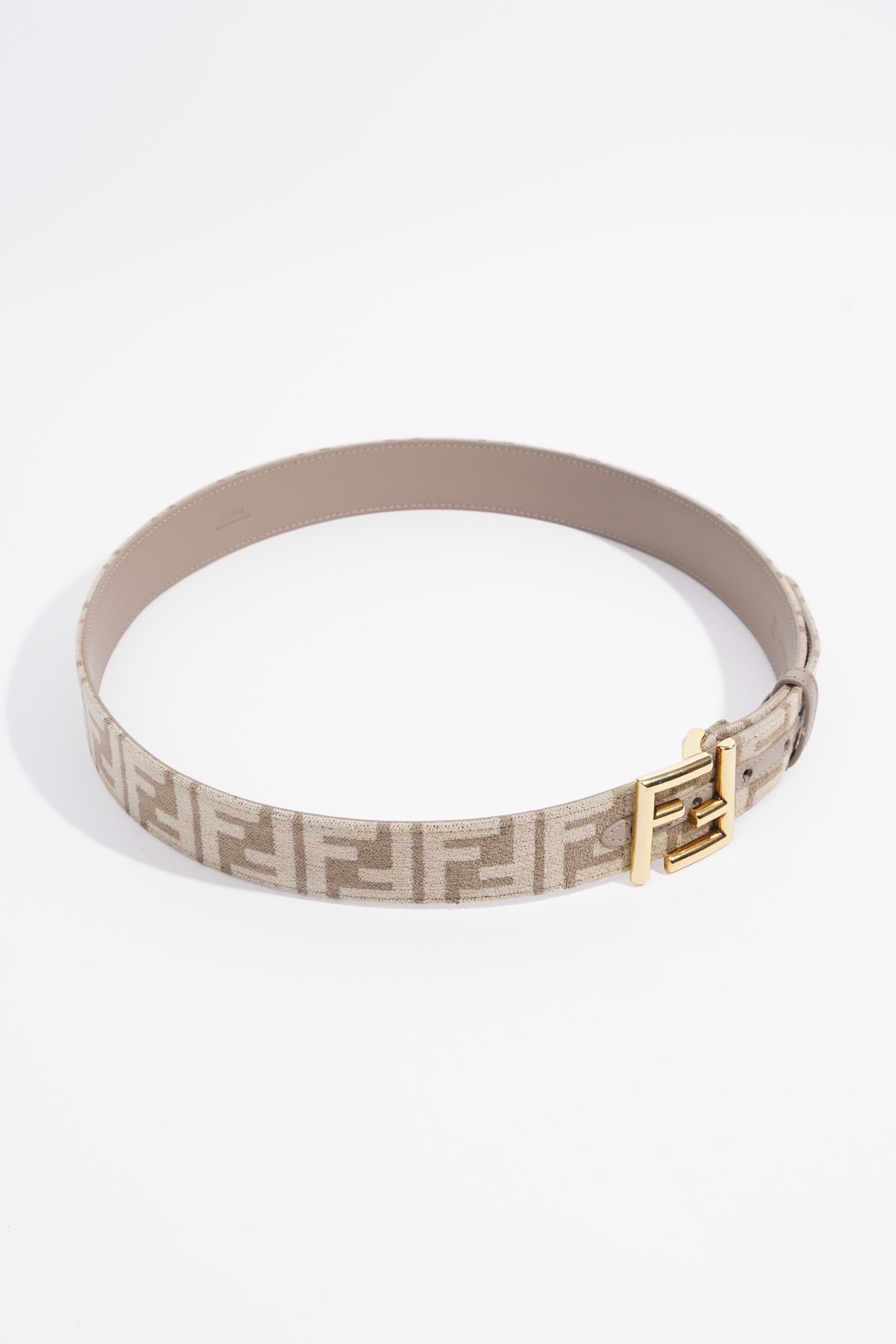 Fendi FF Belt Beige / Grey Canvas 90cm 36"