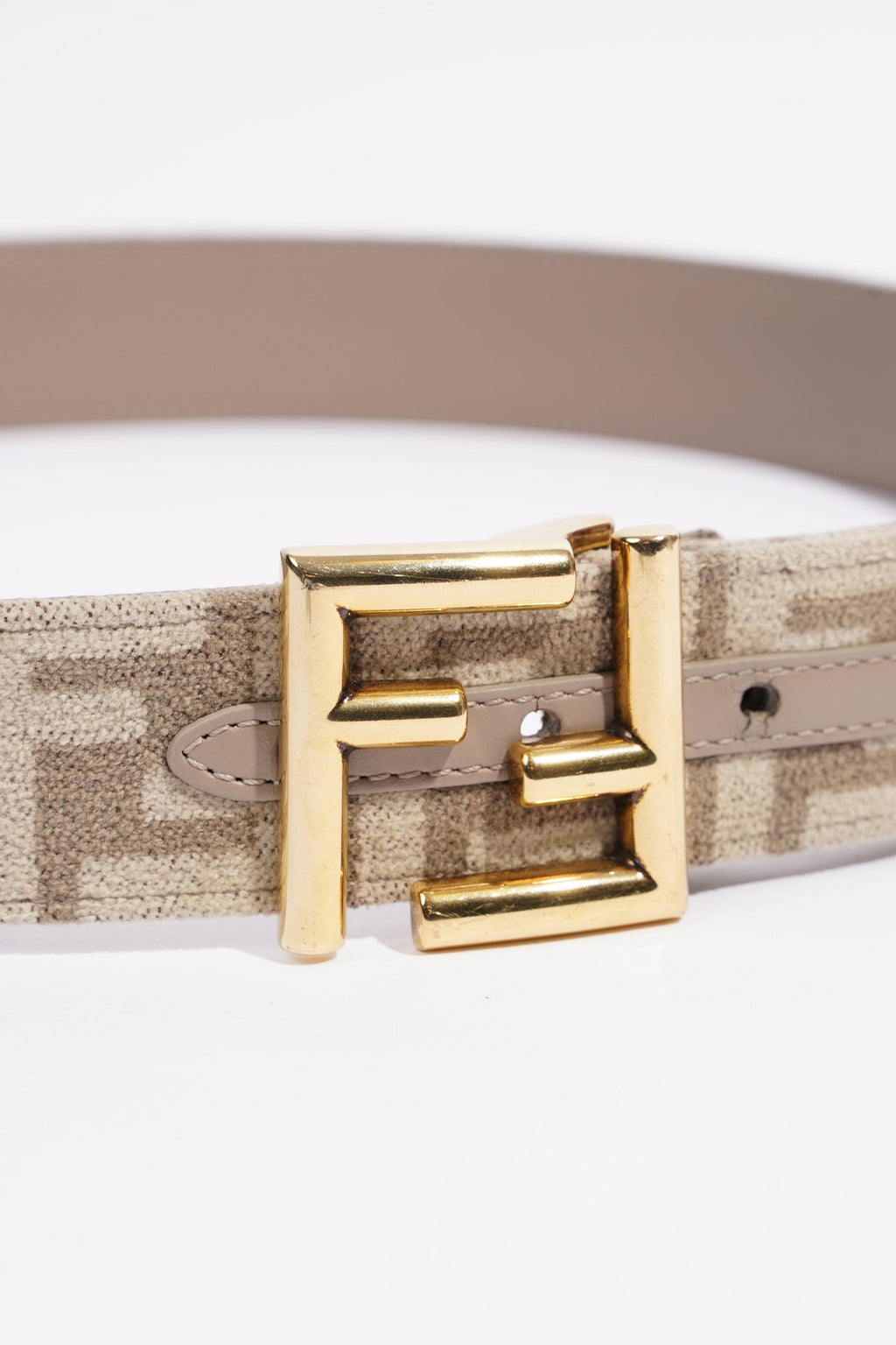 Fendi FF Belt Beige / Grey Canvas 90cm 36"