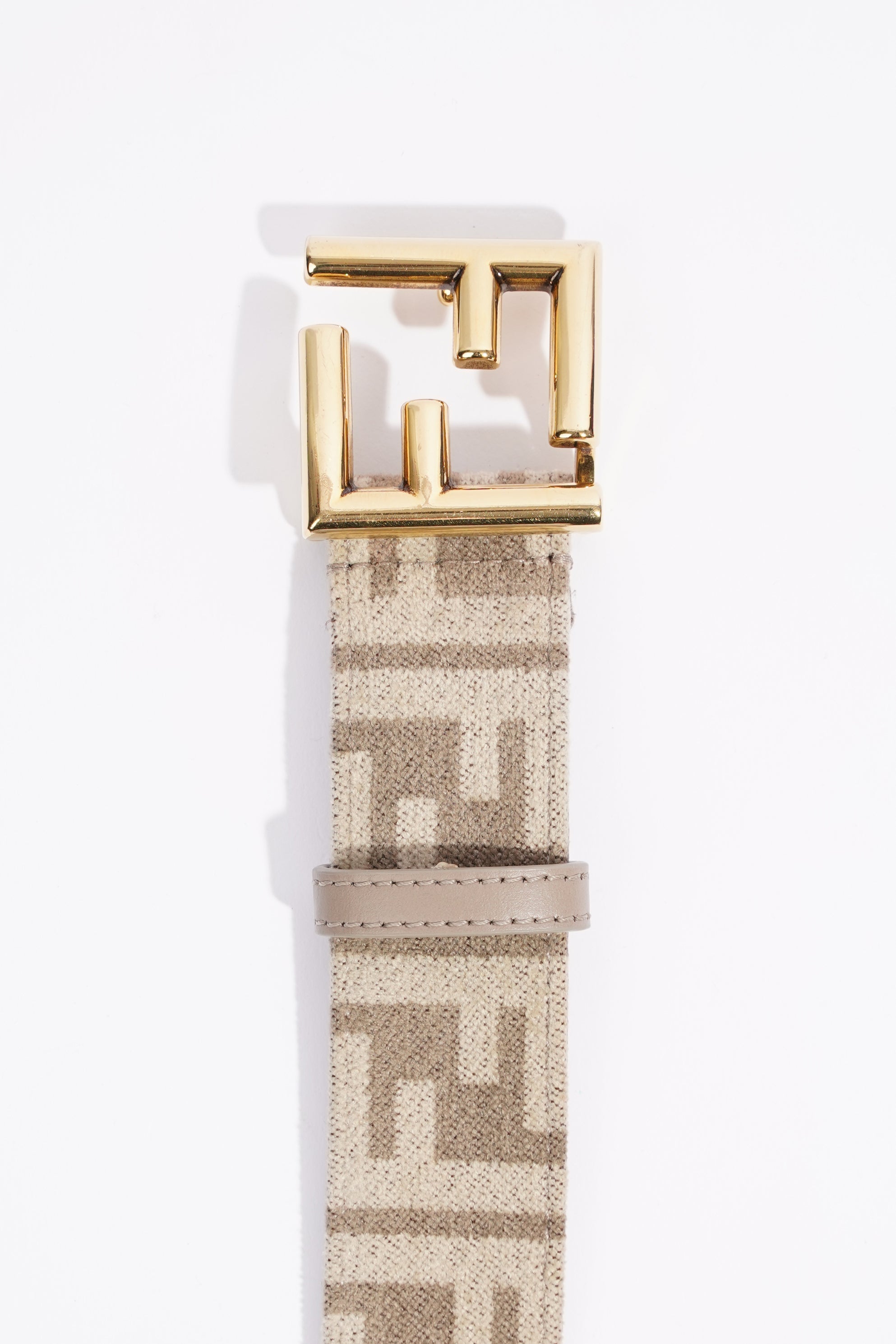 Fendi FF Belt Beige / Grey Canvas 90cm 36"