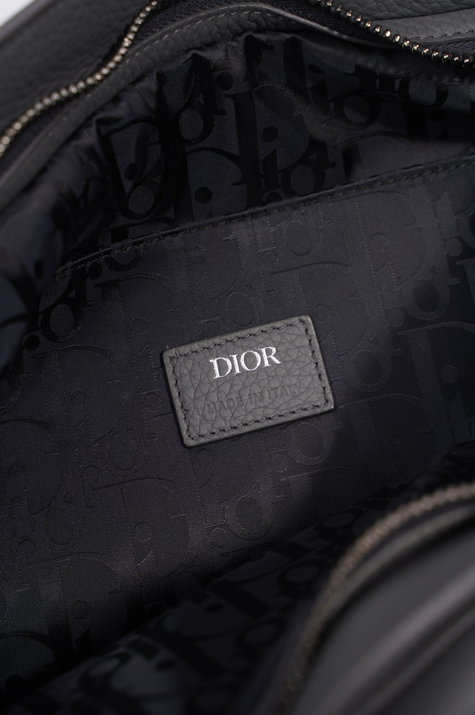 Christian Dior Saddle Bag Grey Calfskin Leather