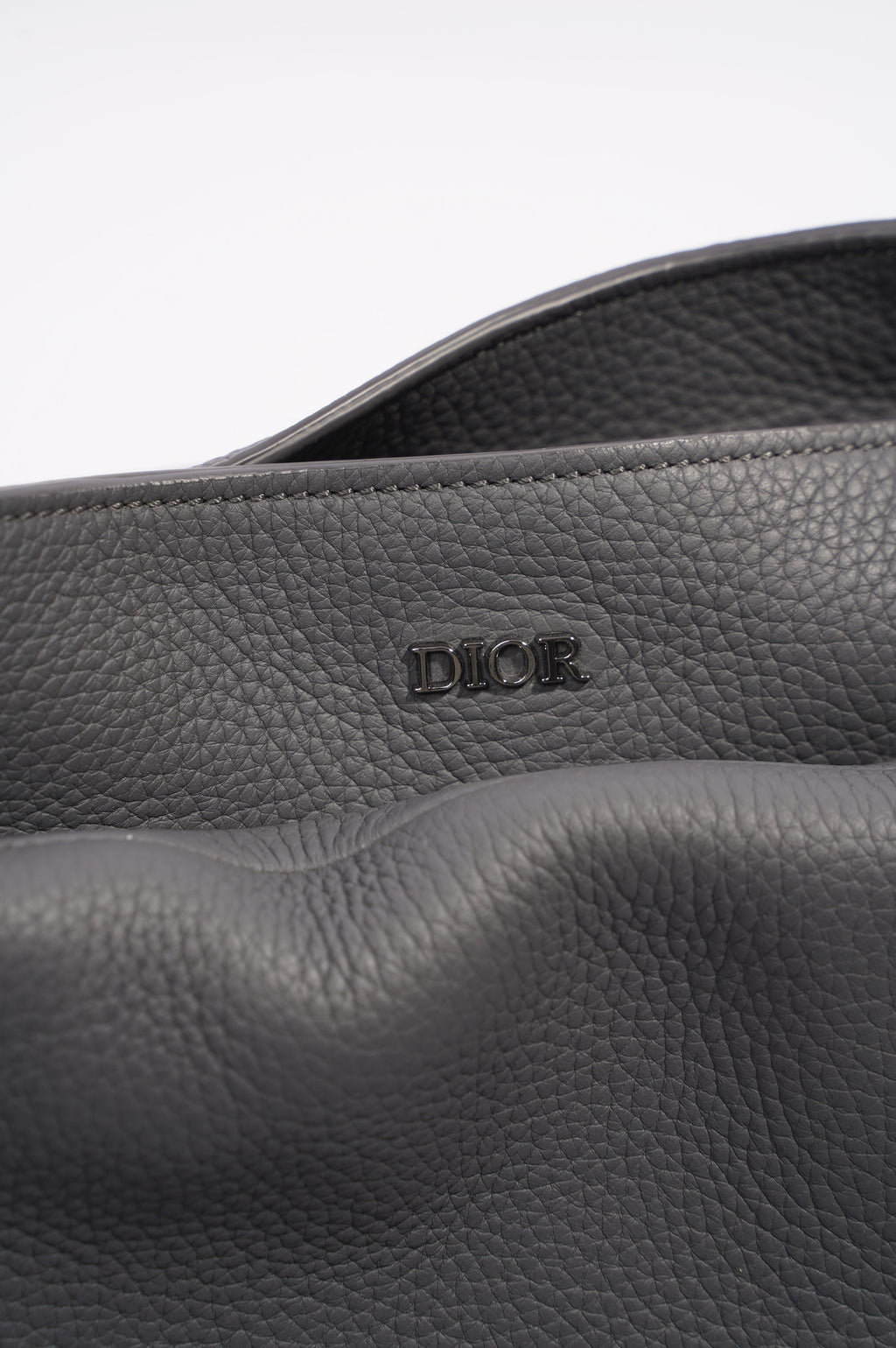 Christian Dior Saddle Bag Grey Calfskin Leather