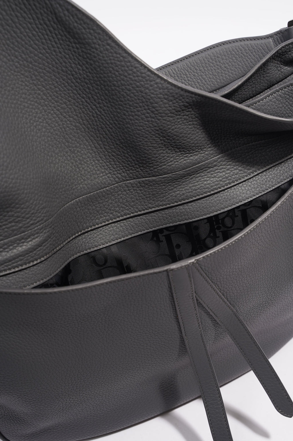 Christian Dior Saddle Bag Grey Calfskin Leather