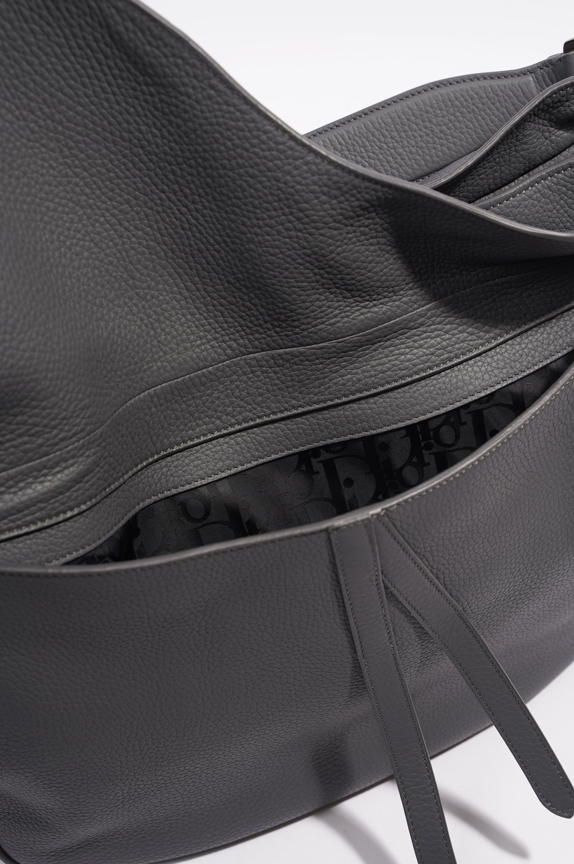 Christian Dior Saddle Bag Grey Calfskin Leather