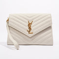 Saint Laurent Cassandre Flap Pouch Cream Leather