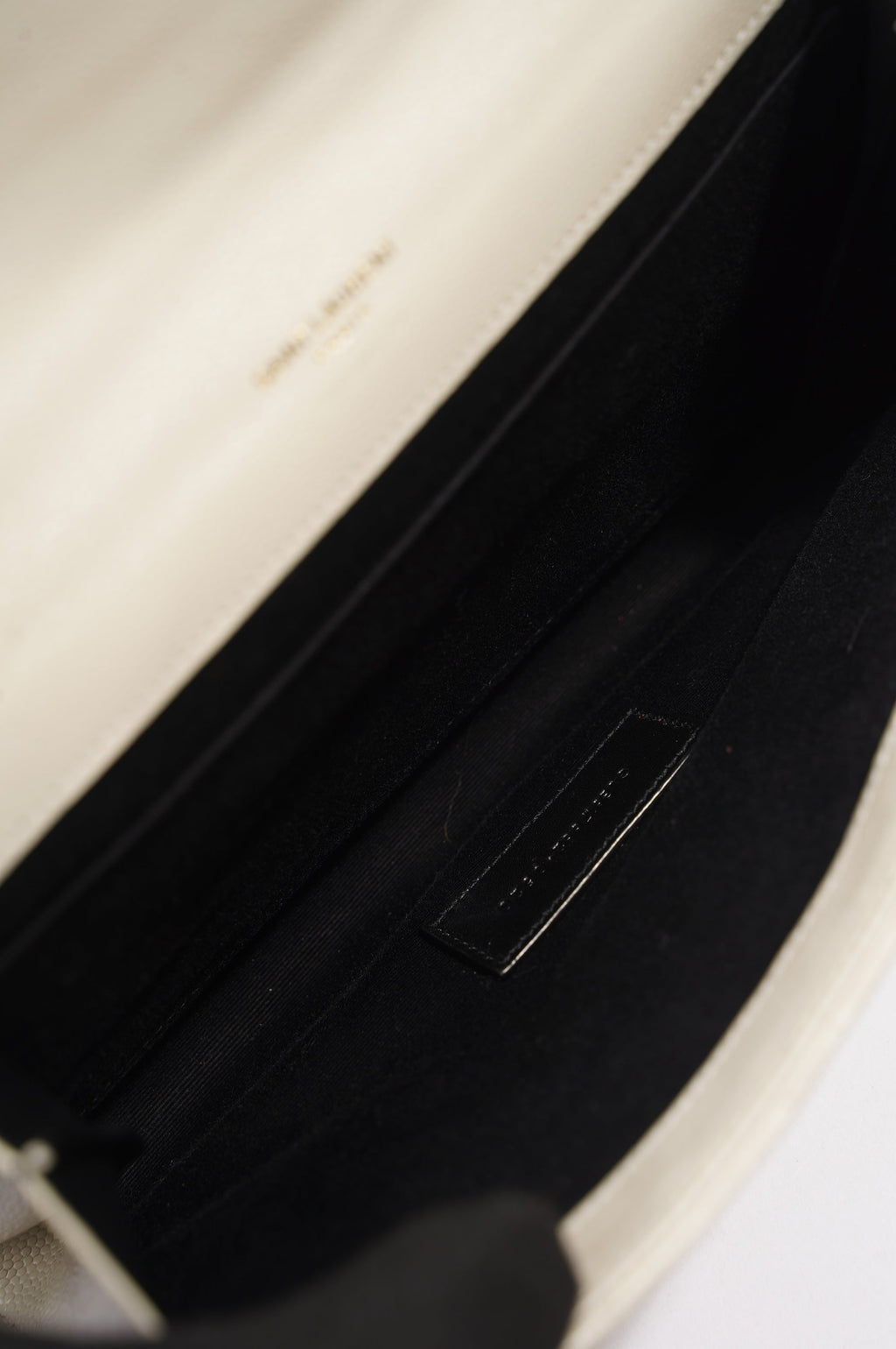 Saint Laurent Cassandre Flap Pouch Cream Leather