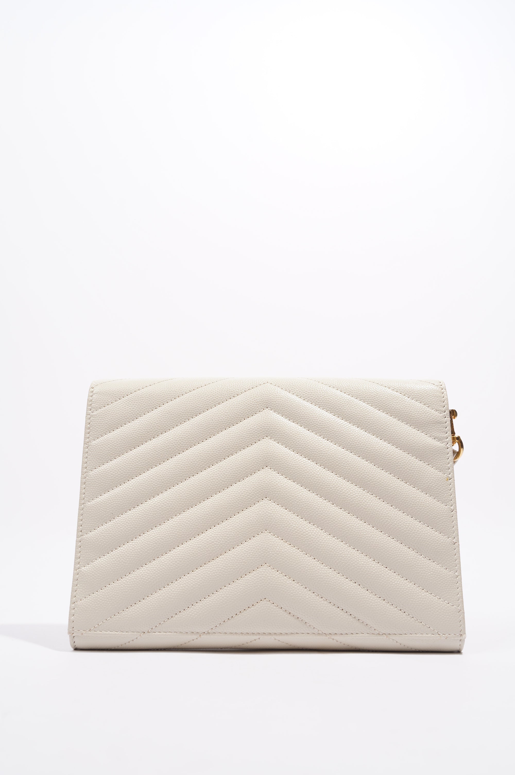 Saint Laurent Cassandre Flap Pouch Cream Leather