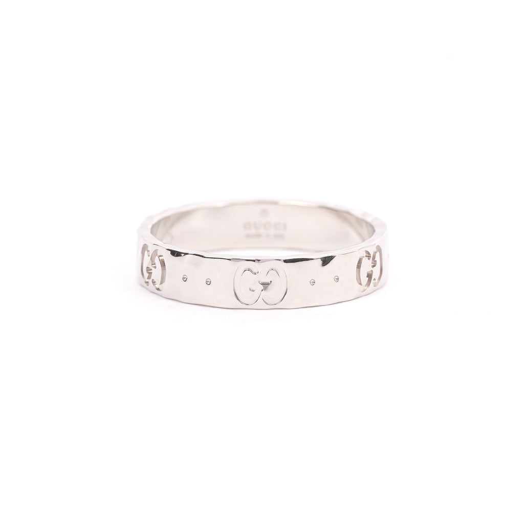 Gucci Hammered ring band silver White Gold
