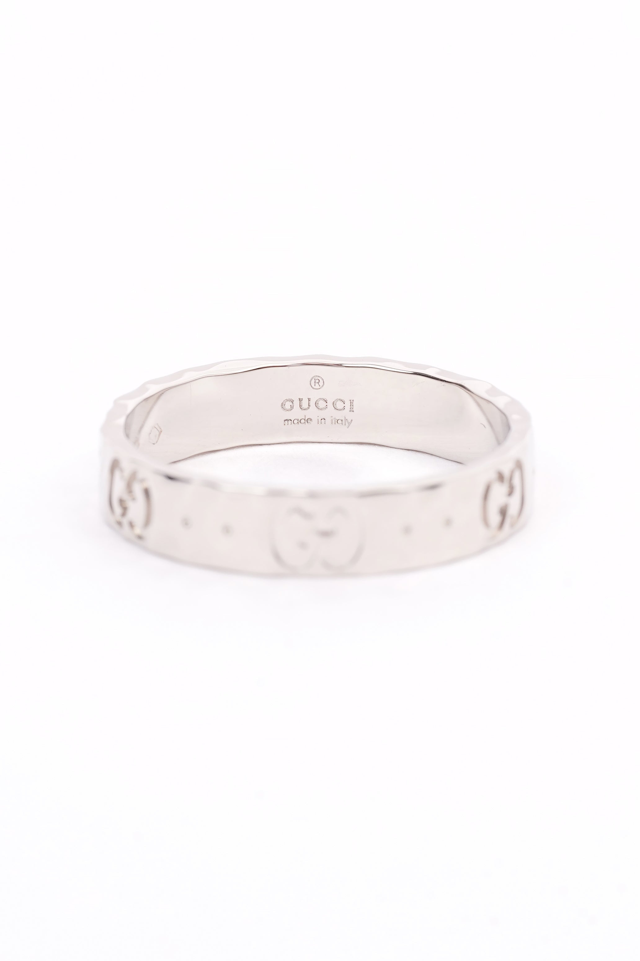 Gucci Hammered ring band silver White Gold